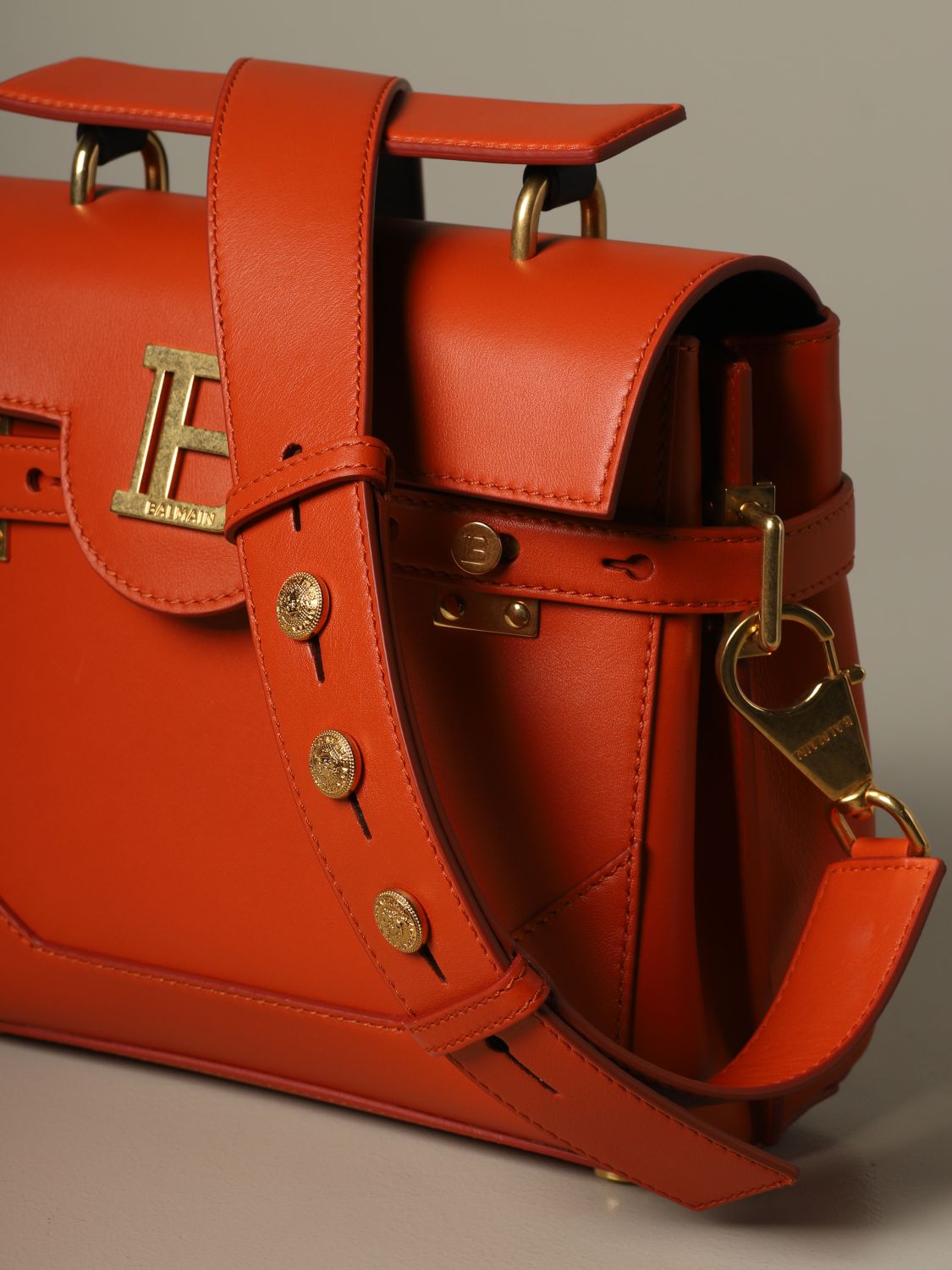 Balmain Outlet leather handbag Handbag Balmain Women Orange Handbag Balmain TN0S396LMJC