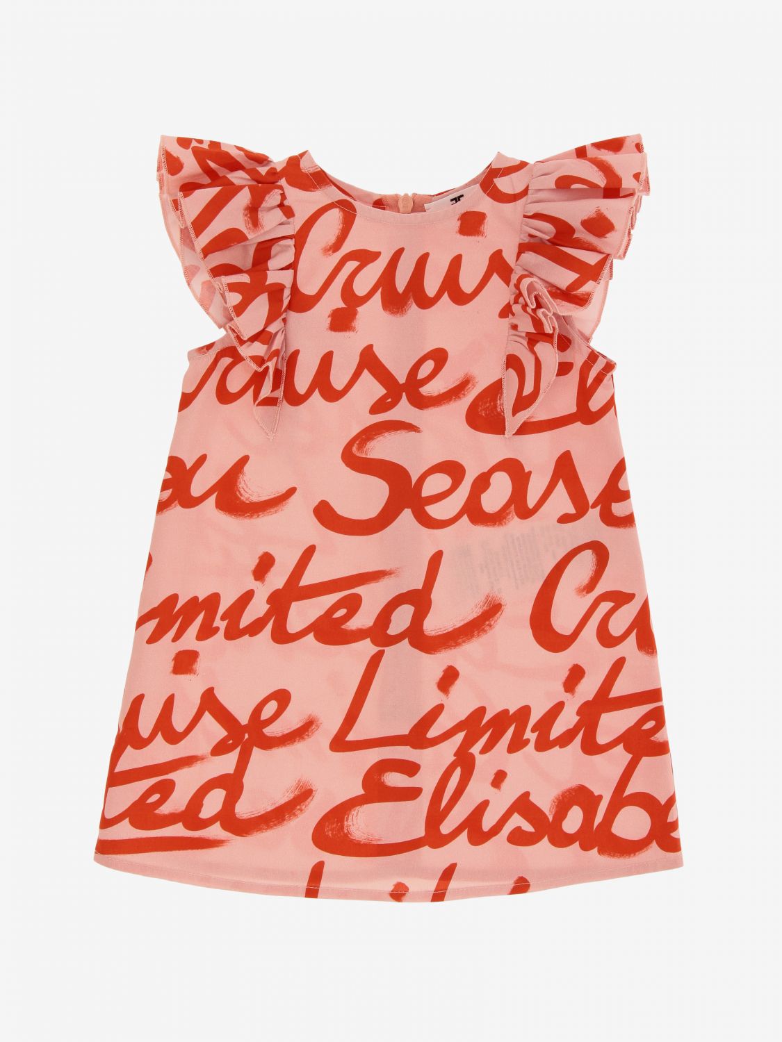 Elisabetta Franchi Outlet: Abito con rouches e scritte all over - Rosa |  Abito Elisabetta Franchi EGAB38 CFE04 GIGLIO.COM