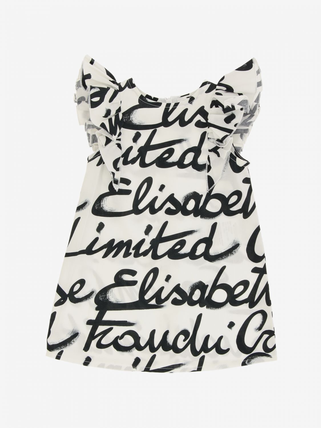 Elisabetta Franchi Outlet: Abito con rouches e scritte all over - Burro | Abito  Elisabetta Franchi EGAB38 CFE04 GIGLIO.COM