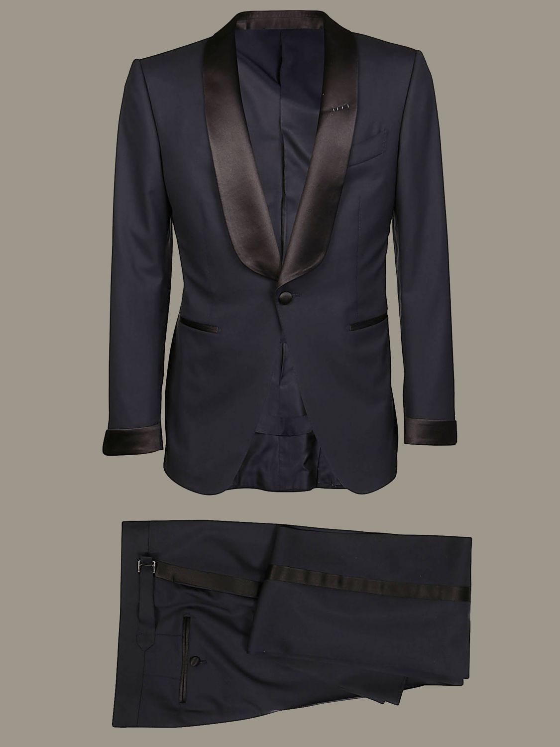 Tom Ford Outlet: suit with satin lapel - Navy | Tom Ford suit 21Y74V722R13  online on 