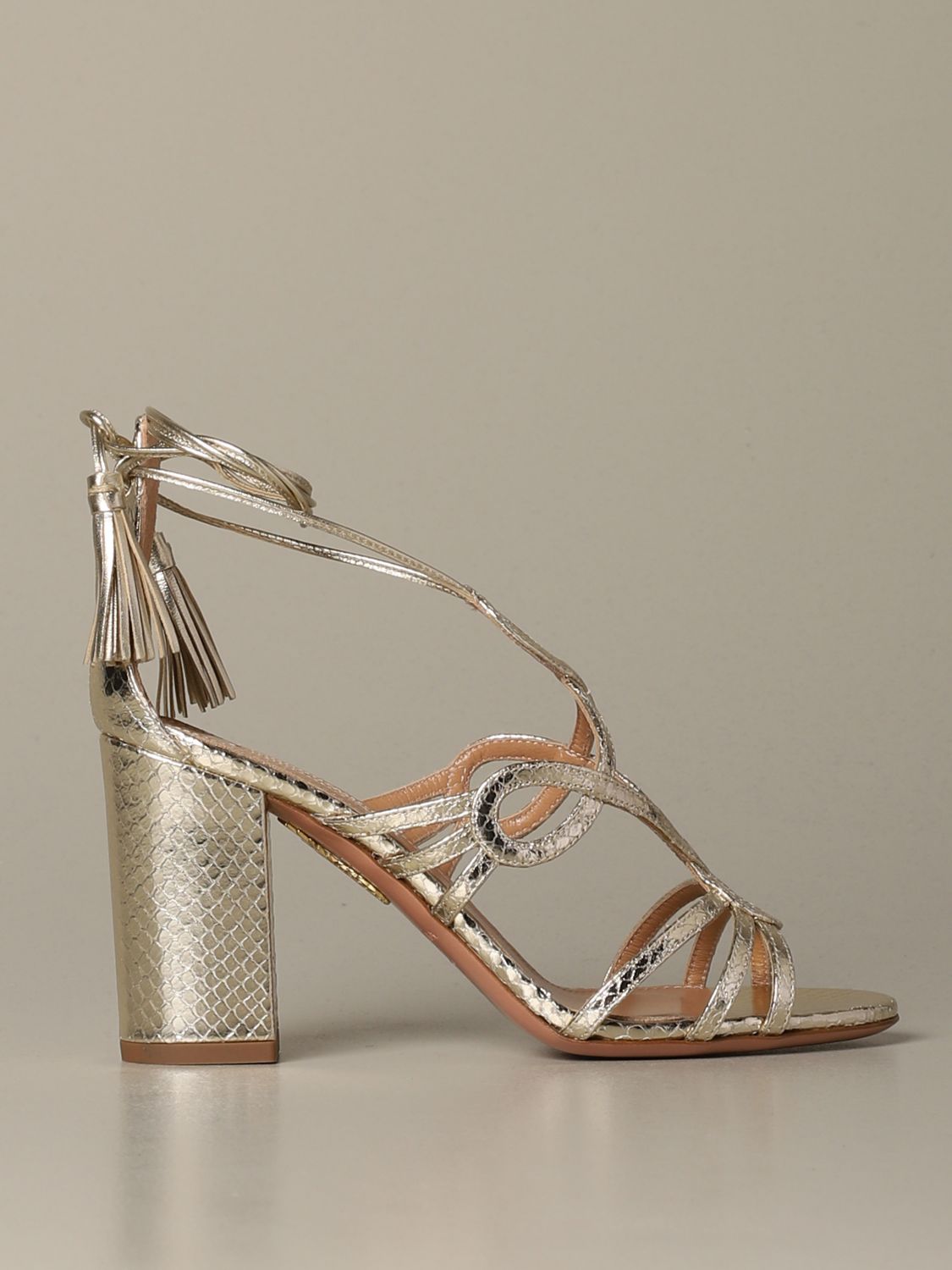 Aquazzura Outlet: Heeled sandals women - Silver | Heeled Sandals ...