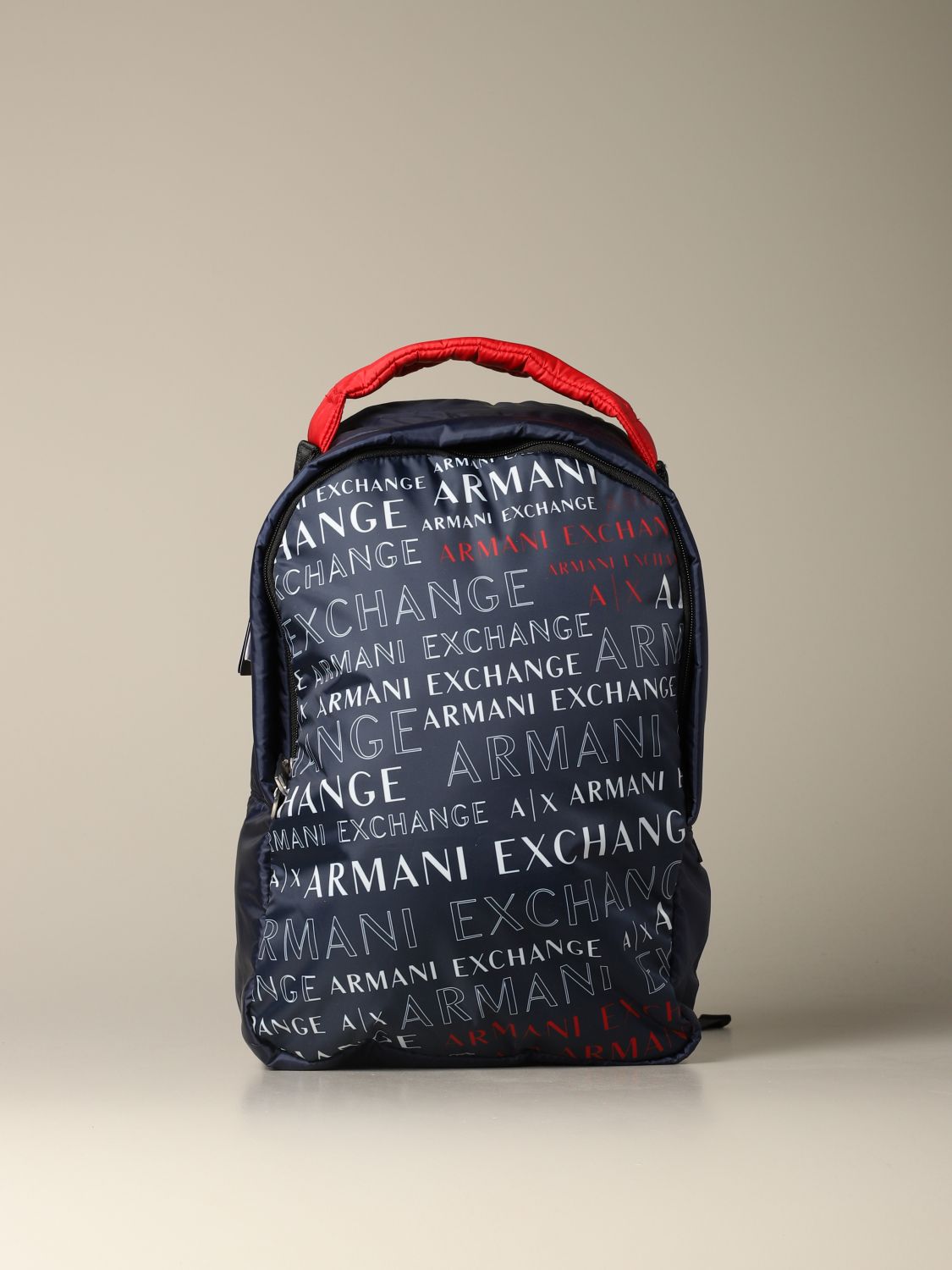 Armani Exchange Outlet: nylon backpack with over logo - Red | Armani Exchange backpack 952205 0P363 online on GIGLIO.COM