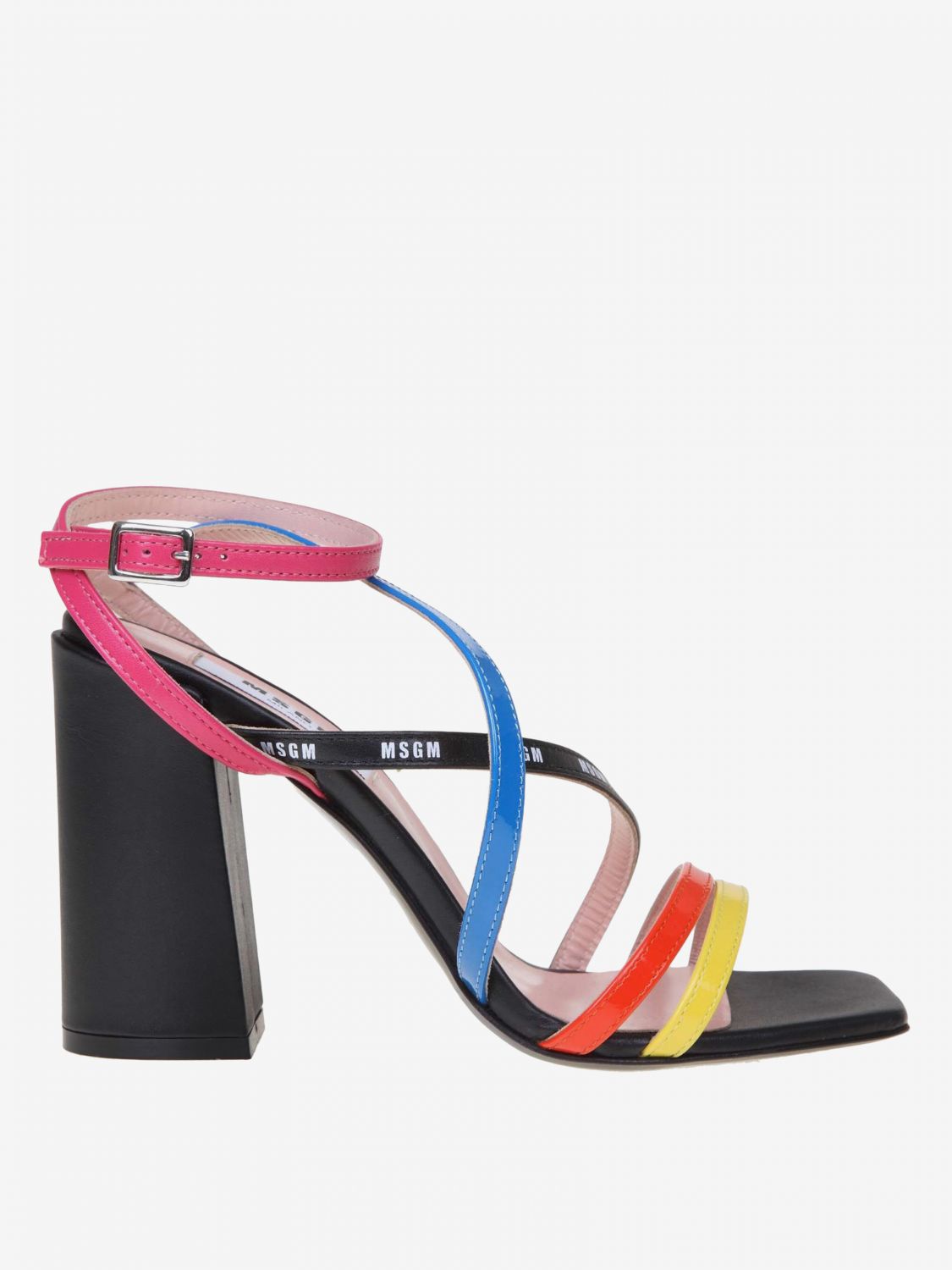 Msgm Outlet: sandal in colored leather - Multicolor | Msgm high heel ...