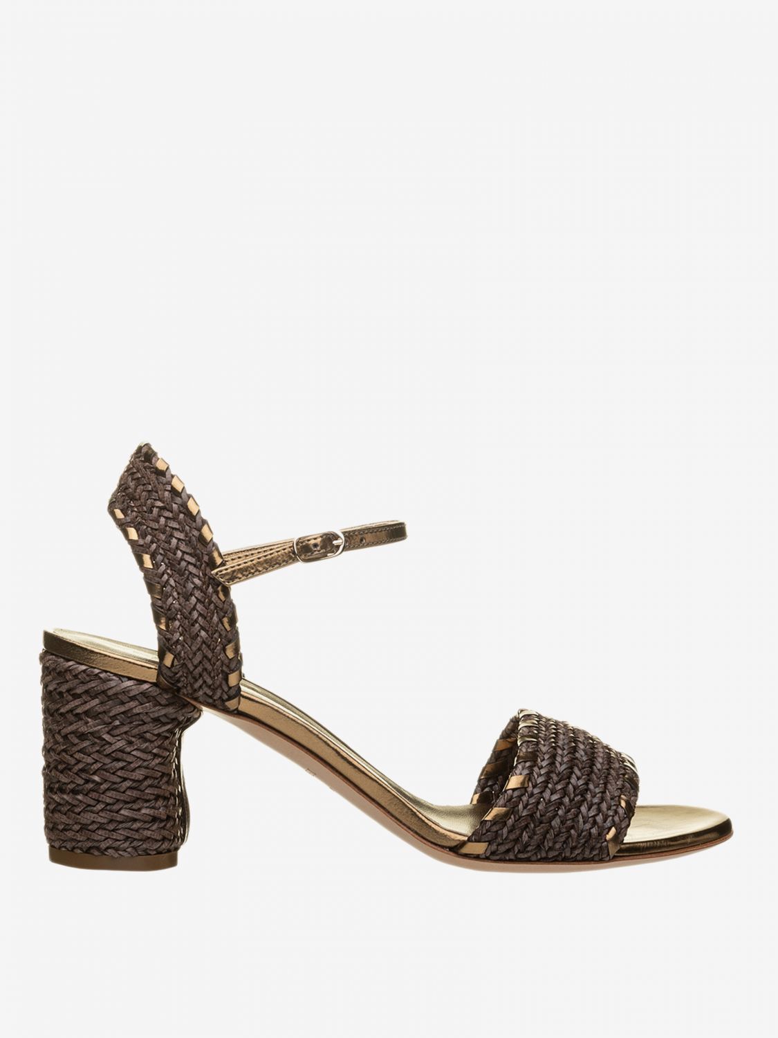 woven leather heeled sandals