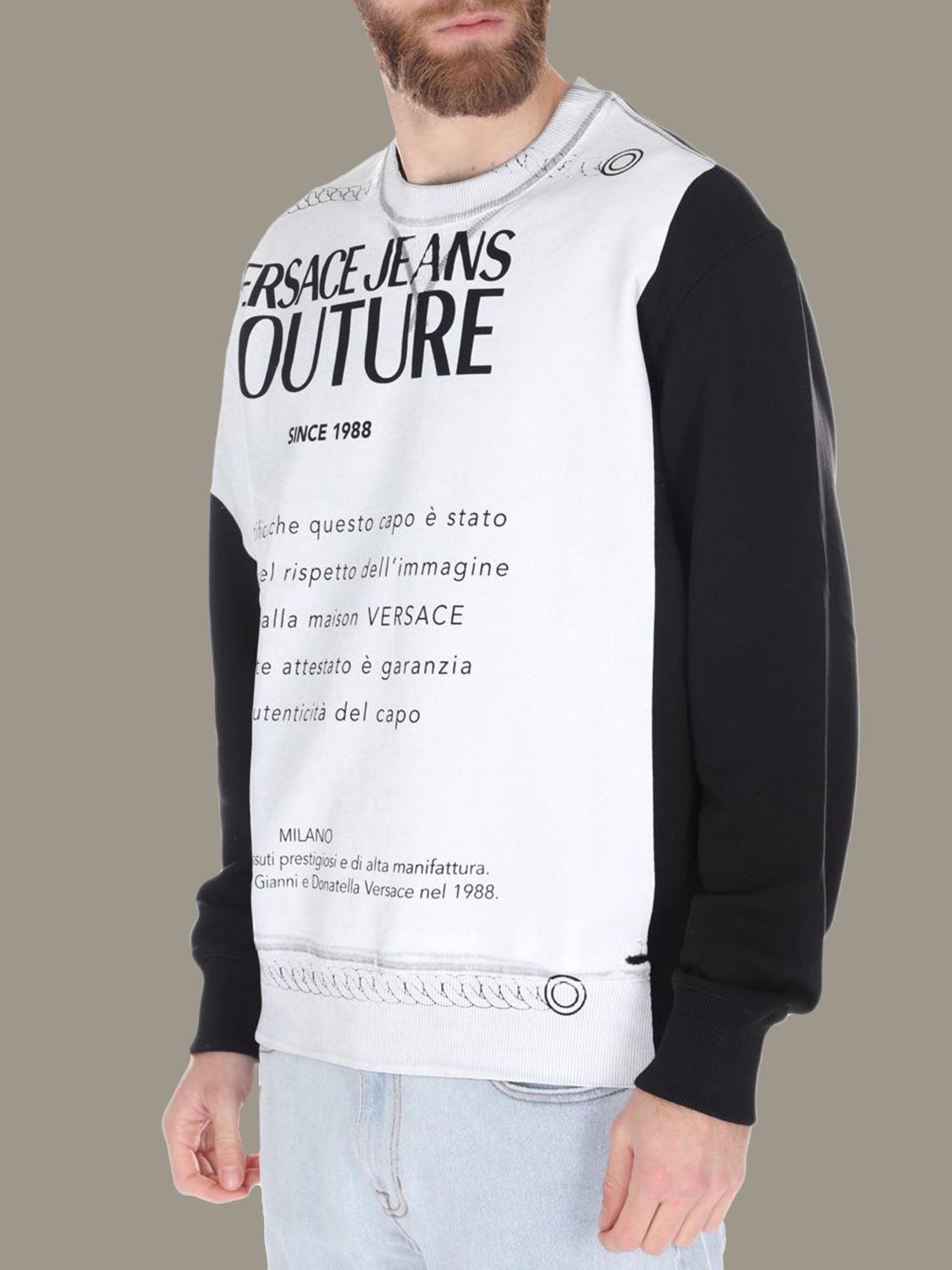 Versace Jeans Outlet Sweatshirt With Print Sweatshirt Versace Jeans Men Black Sweatshirt Versace Jeans gva7f Giglio En