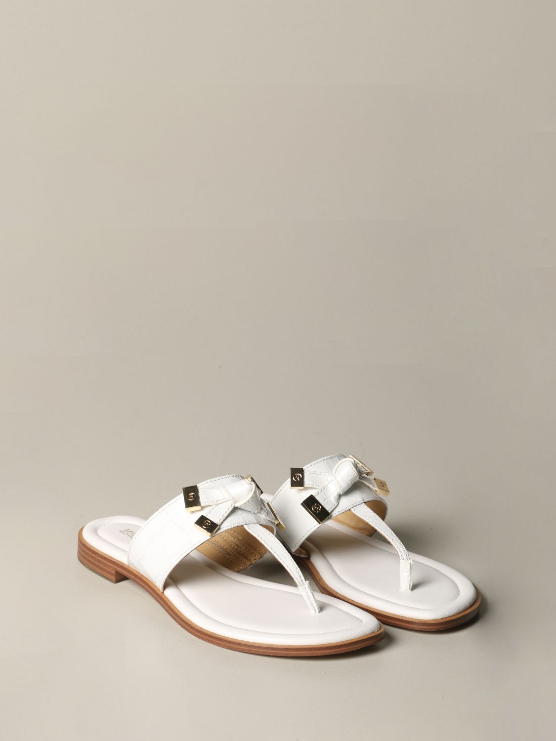 Michael Kors Outlet: flat sandals for woman - White | Michael Kors flat  sandals 40S0RIFP2E online on 
