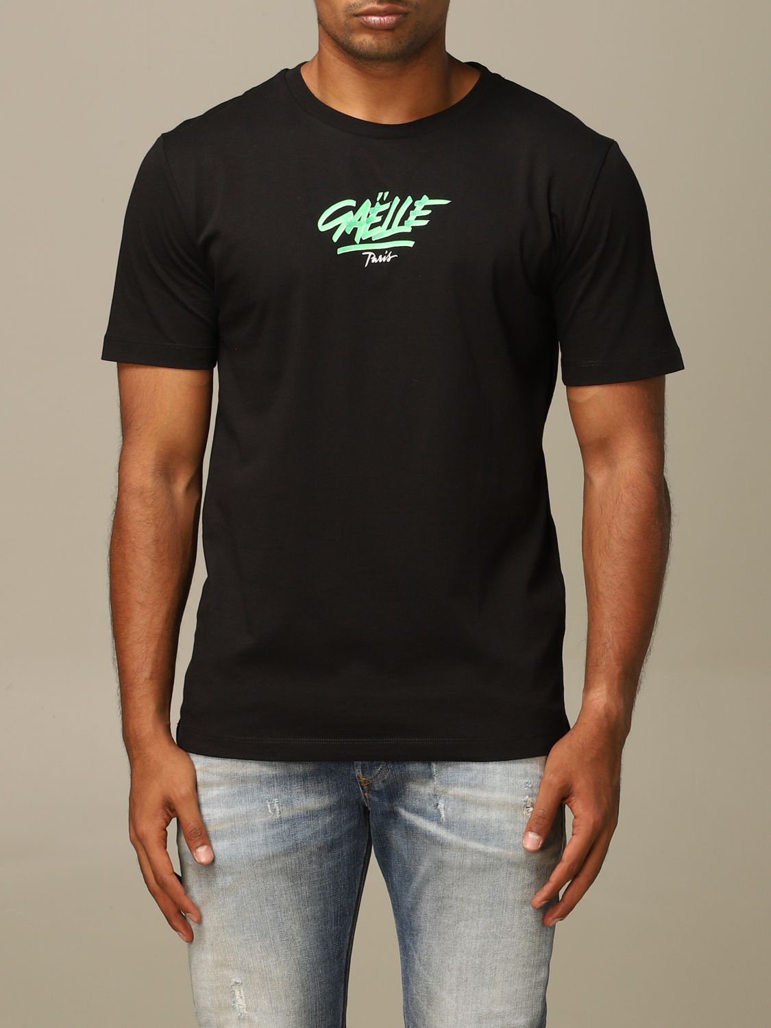 Gaelle Bonheur Outlet: Maglia con stampa logo | Maglia Gaelle Bonheur Uomo  Nero | Maglia Gaelle Bonheur 2654 GIGLIO.COM