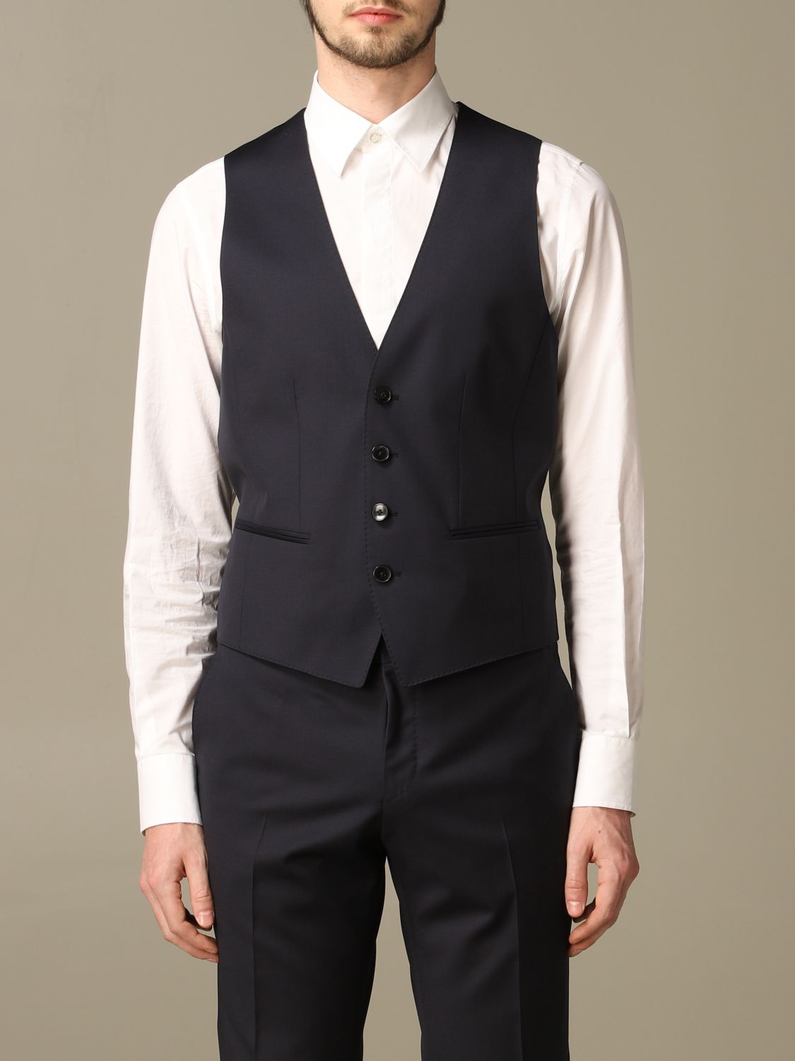 HUGO BOSS: vest in cotton - Blue | Hugo Boss suit 50318500 online GIGLIO.COM