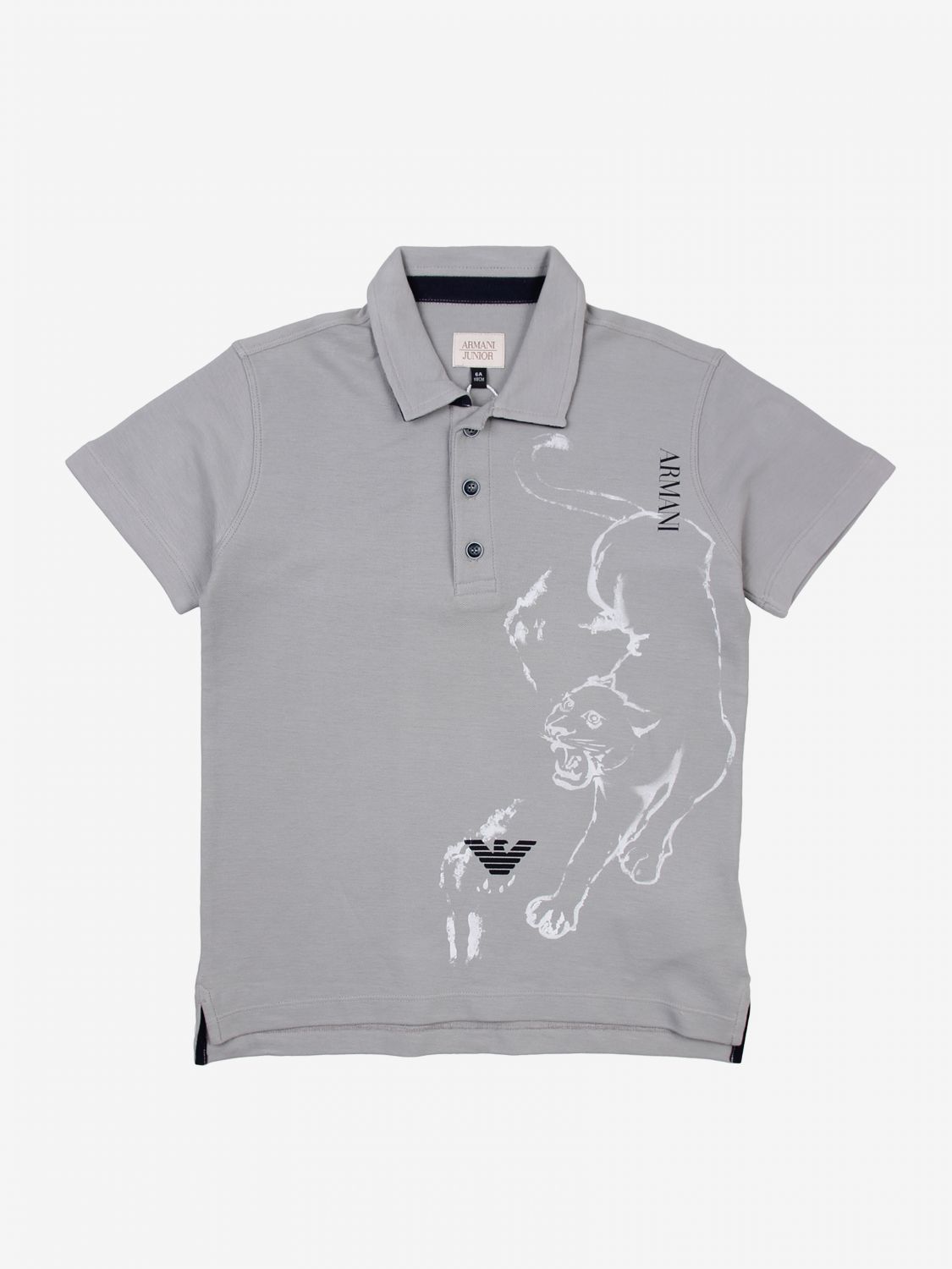 Emporio Armani Outlet: polo shirt with tiger print - Grey | Emporio Armani  t-shirt 3y4f13 4j07z online on 