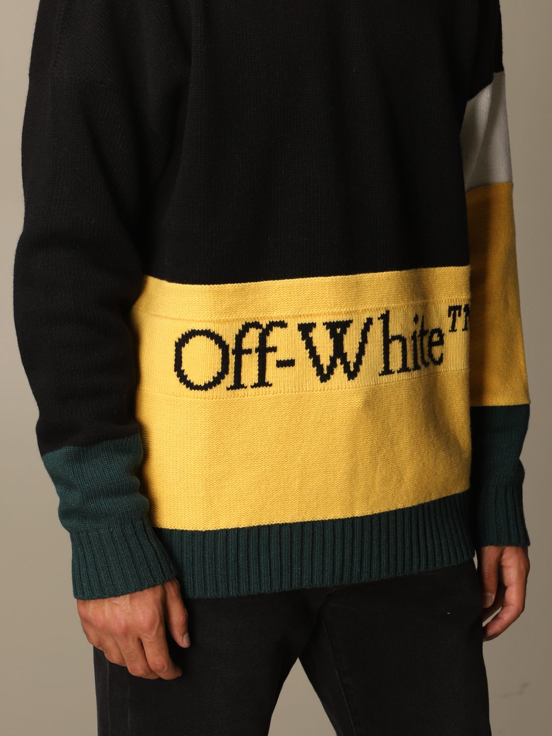 Off White virgin wool pullover with logo