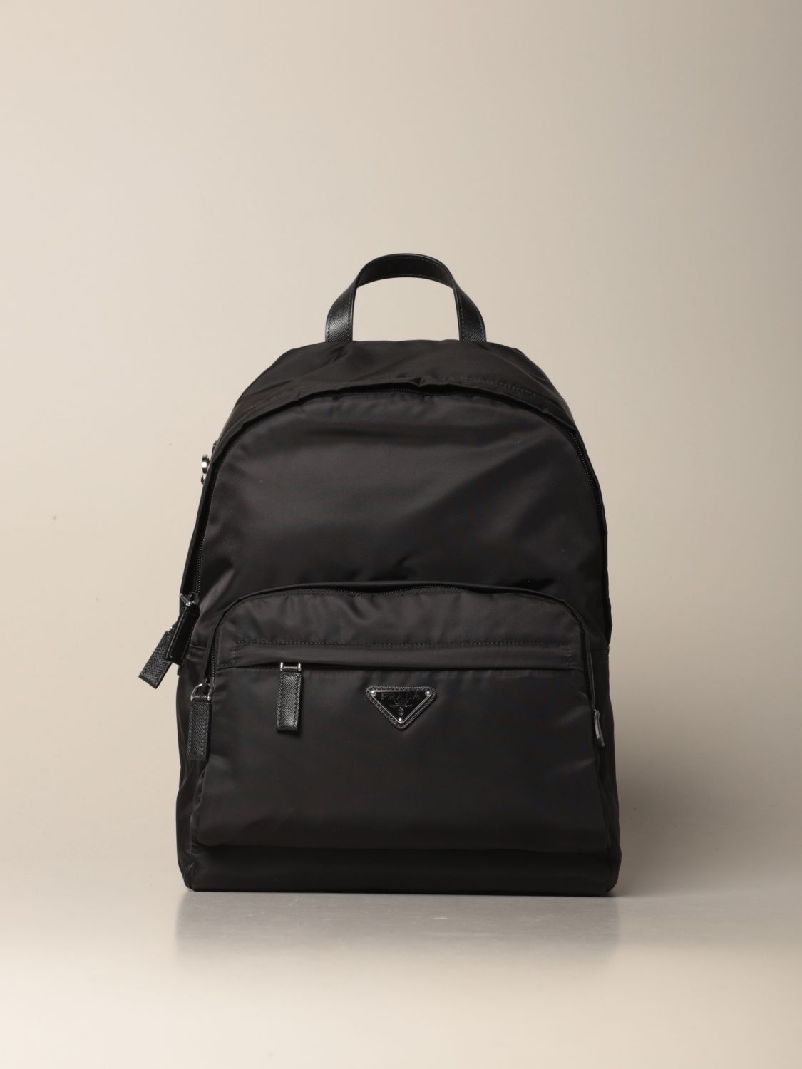 PRADA: nylon backpack with triangular logo - Black | Prada shoulder bag  2VZ066 973 online on 