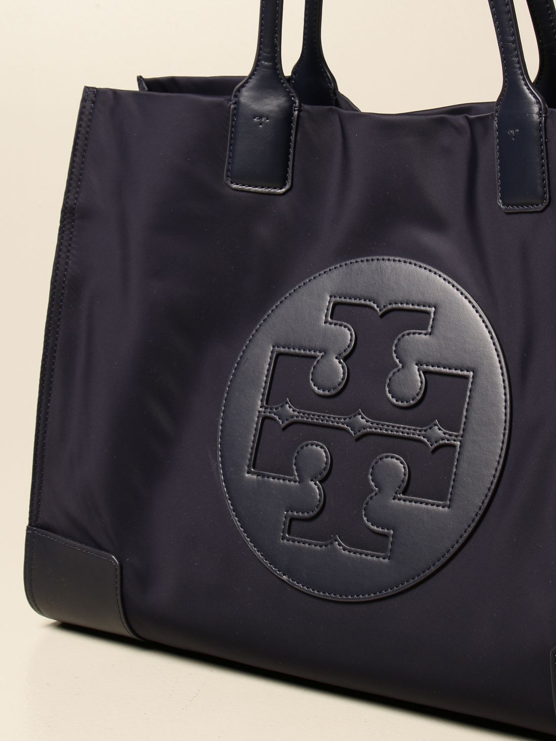 TORY BURCH: Ella Tote nylon bag with emblem - Blue | Tory Burch tote bags  55228 online on 