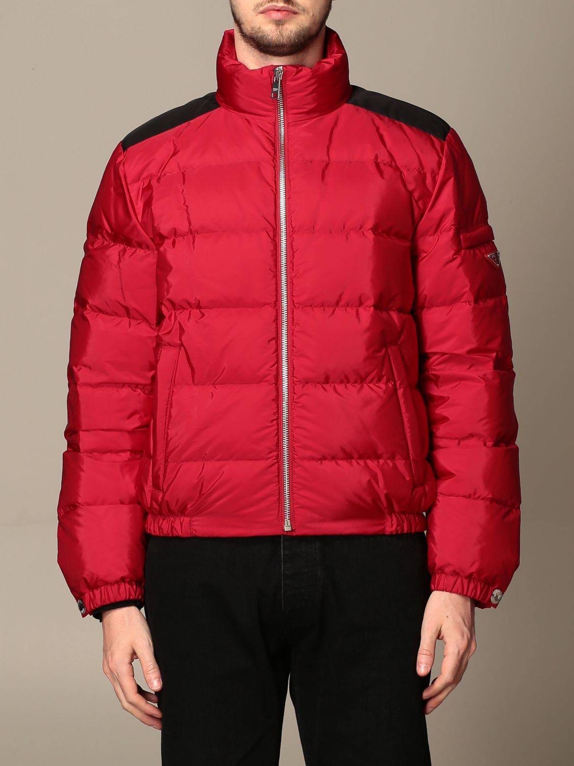 PRADA: down jacket in padded technical fabric - Red | Prada jacket SGX112  1WQ9 online on 