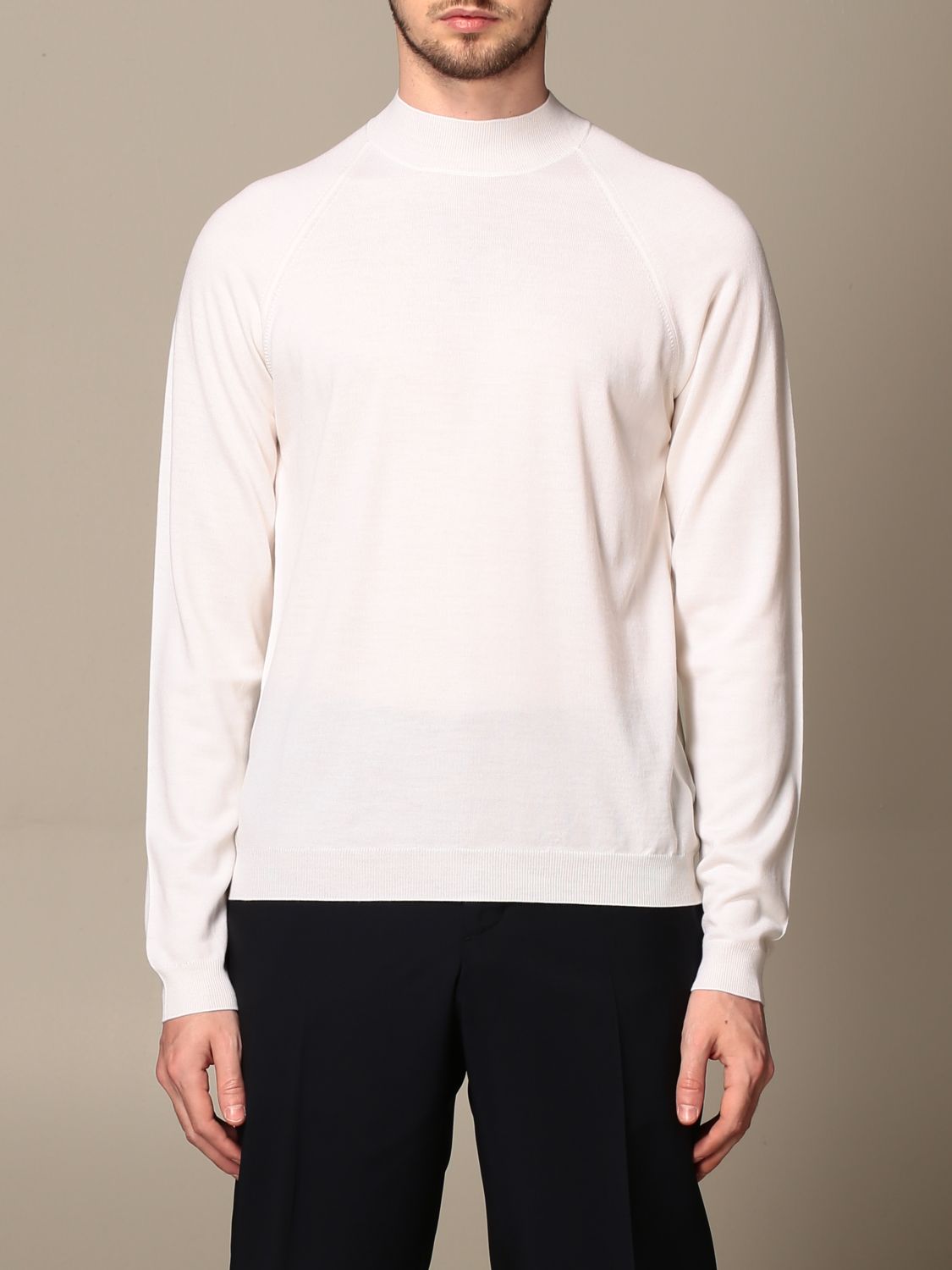 PRADA: basic long-sleeved shirt - White | Sweater Prada UMR34 6J2N ...