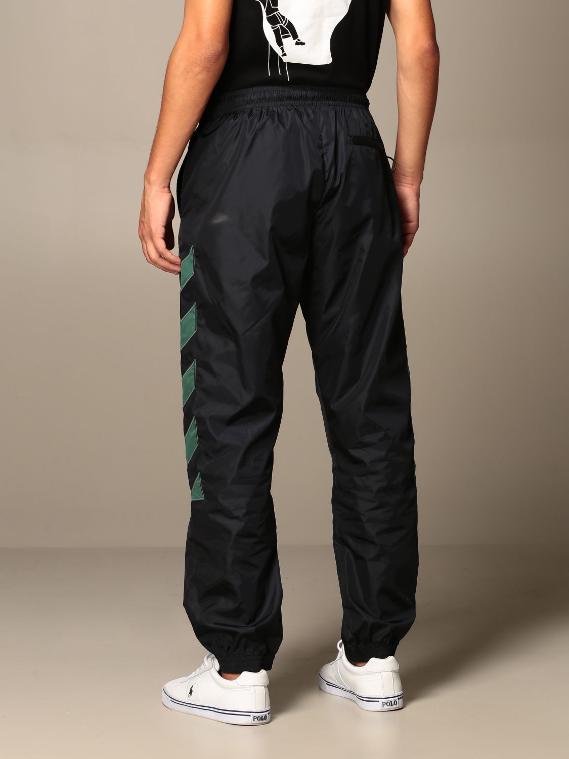 Missionary Build on land OFF-WHITE: Off White nylon jogging trousers with logo - Black | Off-White  pants OMCA086E20FAB002 online on GIGLIO.COM