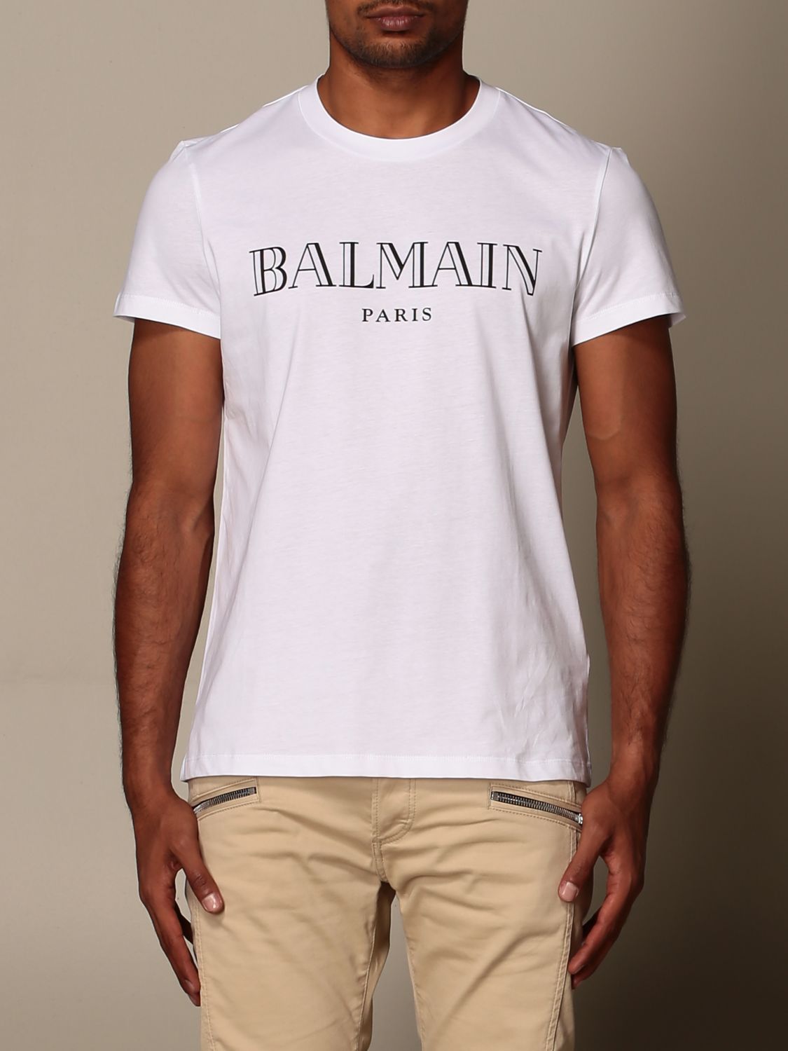 BALMAIN: cotton t-shirt with logo - | t-shirt UH11601I312 online GIGLIO.COM