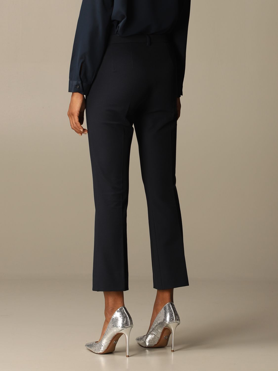 S Max Mara Outlet: cropped trumpet trousers - Blue | Pants S Max Mara ...