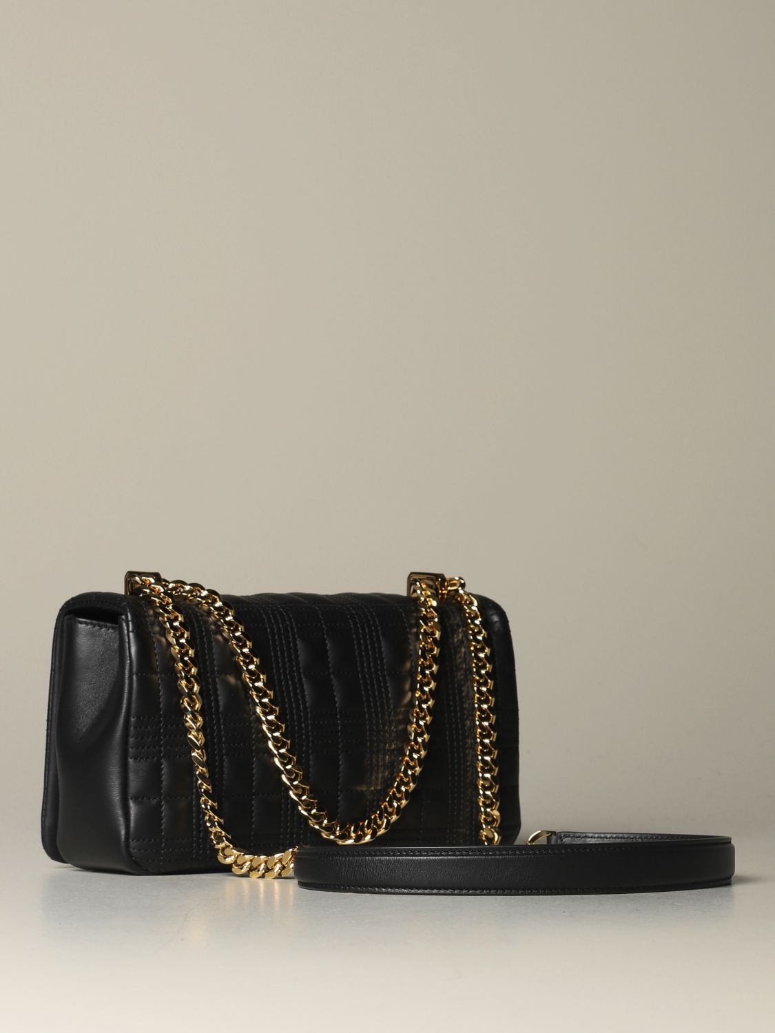 BURBERRY Lola shoulder bag in quilted leather with TB monogram Black