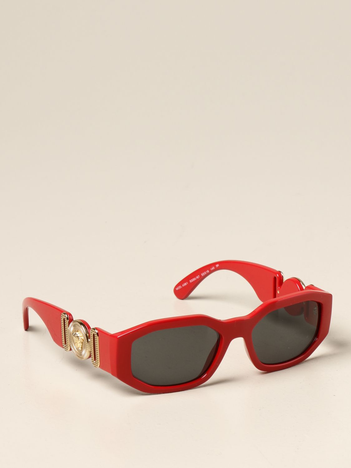 Outlet: Biggie sunglasses in acetate with Medusa - Red | Versace sunglasses MOD online on GIGLIO.COM