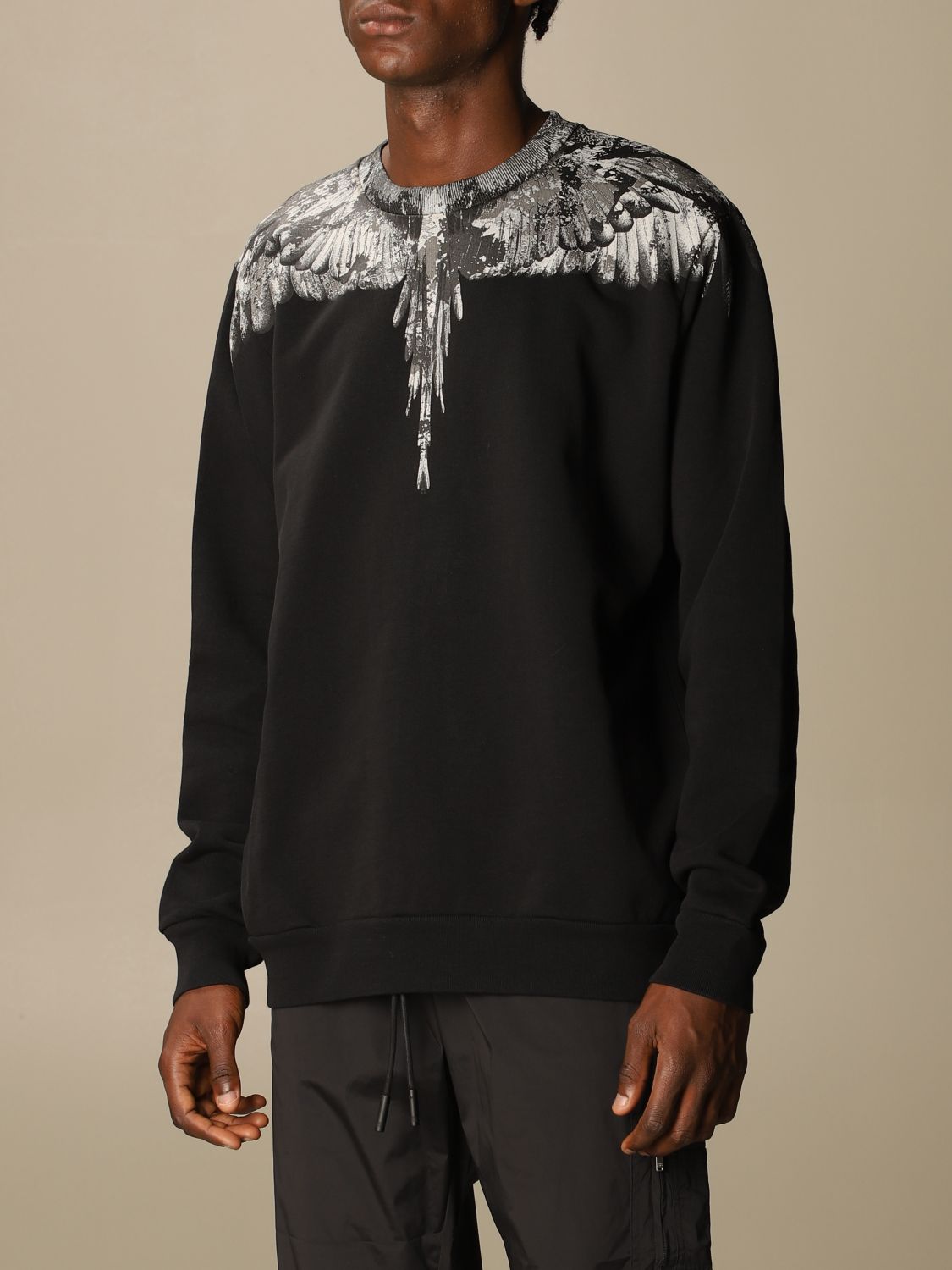 MARCELO sweatshirt with wings print | Marcelo Burlon Men Black | Marcelo Burlon CMBA009E20FLE002