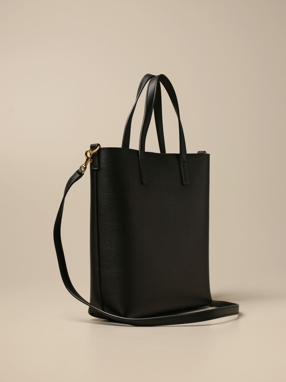 SAINT LAURENT Borsa shopping in pelle con logo Nero Borse Tote