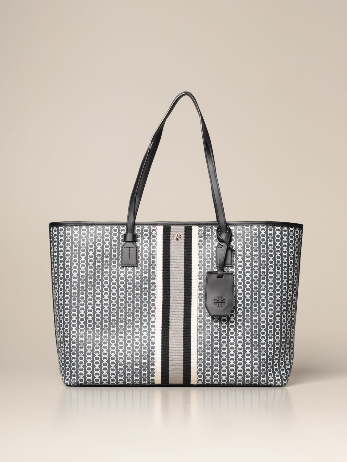 TORY BURCH: Gemini link bag in textured canvas - Black | Tory Burch tote  bags 58450 online on 