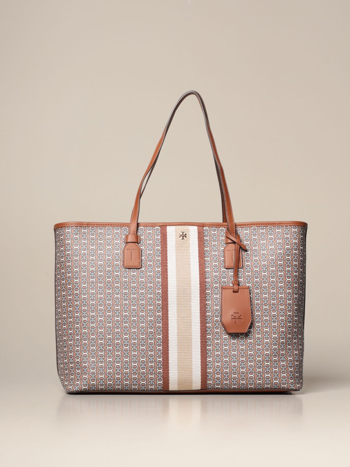 Tory Burch Gemini Link Canvas Small Tote - Brown