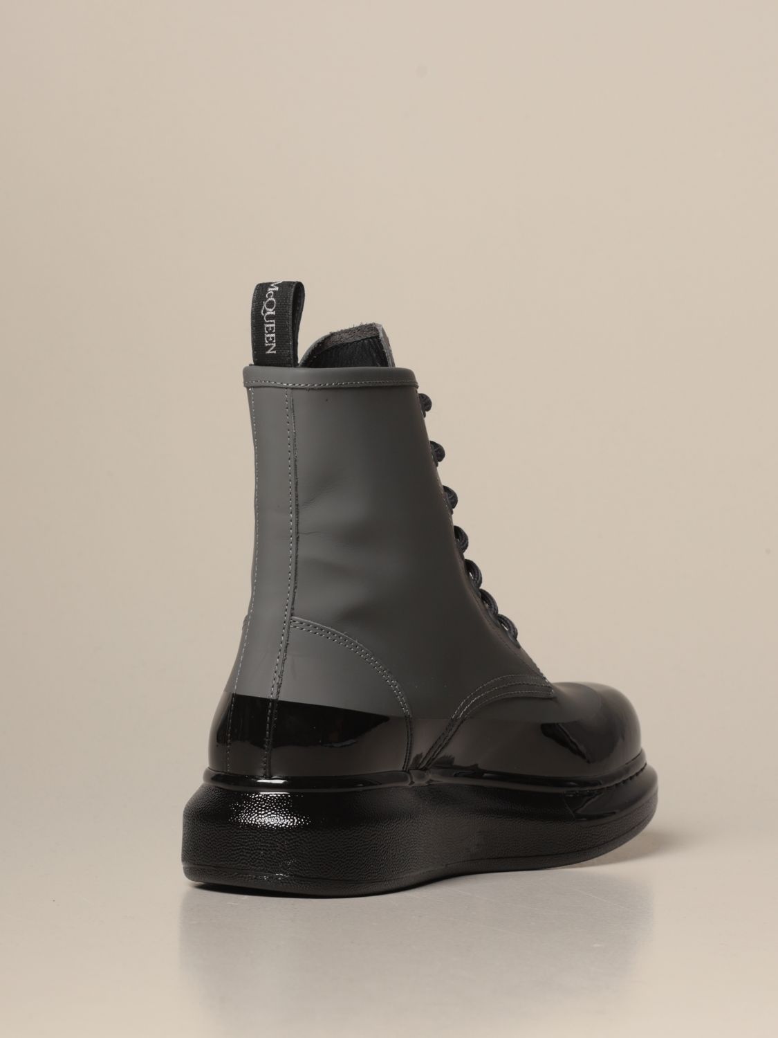 alexander mcqueen leather boots length