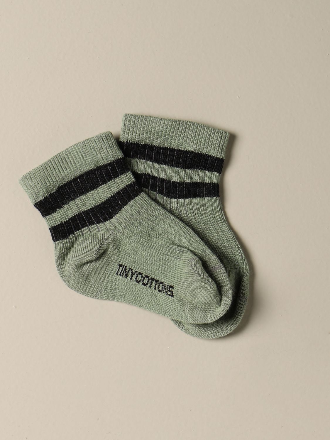 Tiny Cottons Outlet Striped baby socks with logo Green Socks Baby