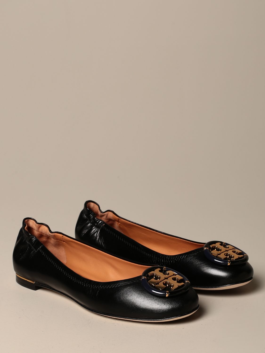 TORY BURCH: Minnie ballet flat in leather with logo - Black | Tory Burch  ballet flats 74062 online on 