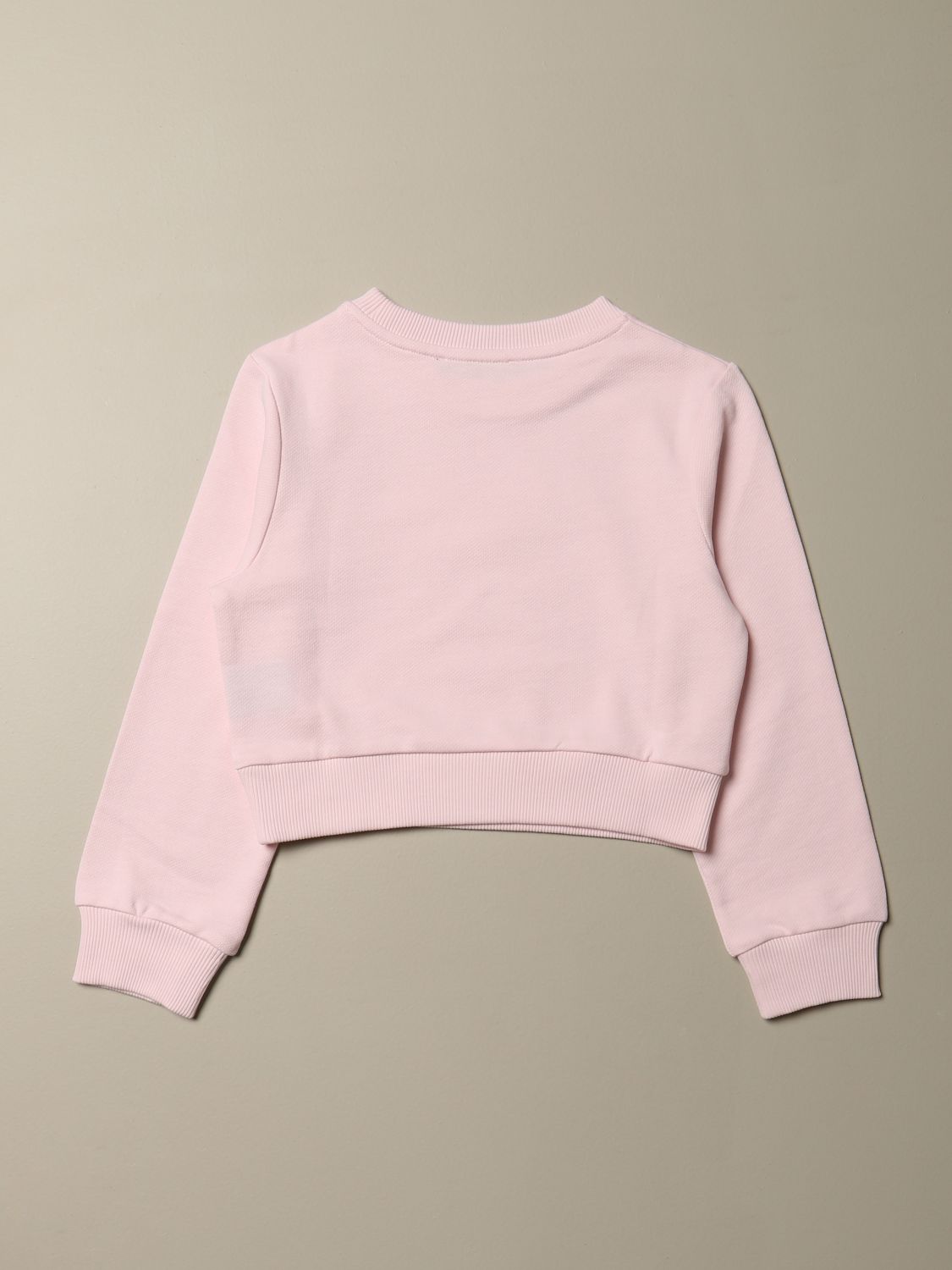 BALMAIN: cropped sweatshirt with logo - Pink | Balmain sweater 6N4010 NX280  online on GIGLIO.COM