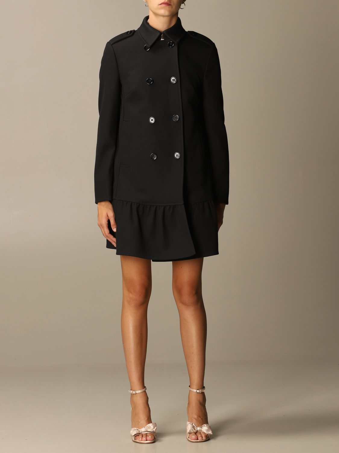 RED VALENTINO: double-breasted coat - Black | Red Valentino coat UR3CAB95 1Y1 on GIGLIO.COM