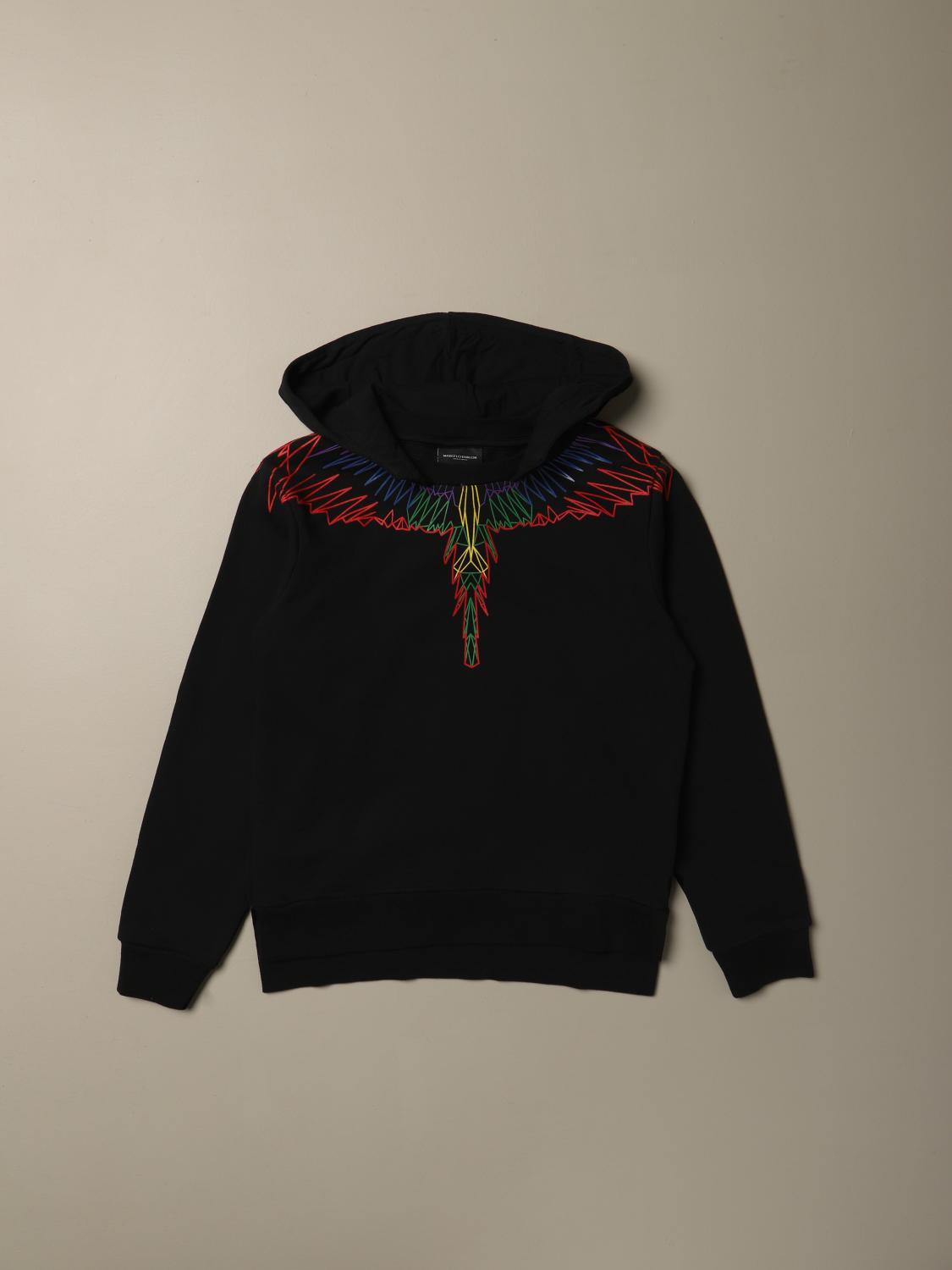 Marcelo Burlon Outlet: Felpa con stampa ali - Nero | Maglia Marcelo Burlon  2104 0020 GIGLIO.COM