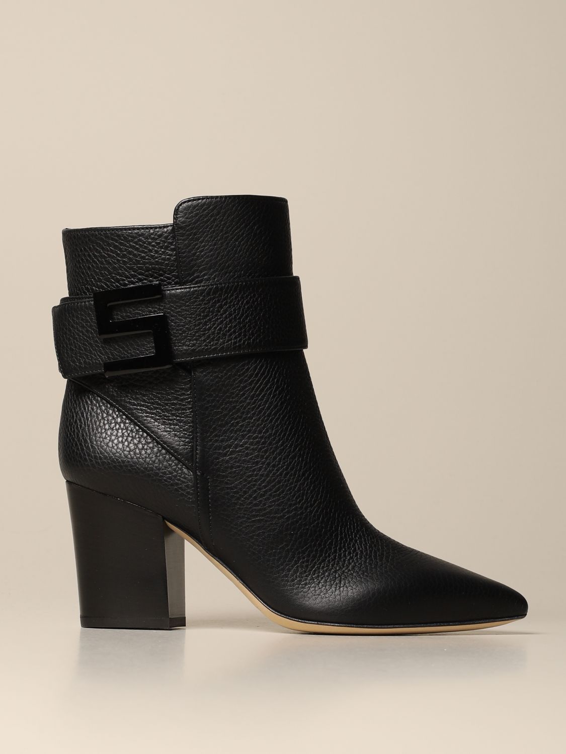 Sergio Rossi Outlet: flat ankle boots for woman - Leather | Sergio ...