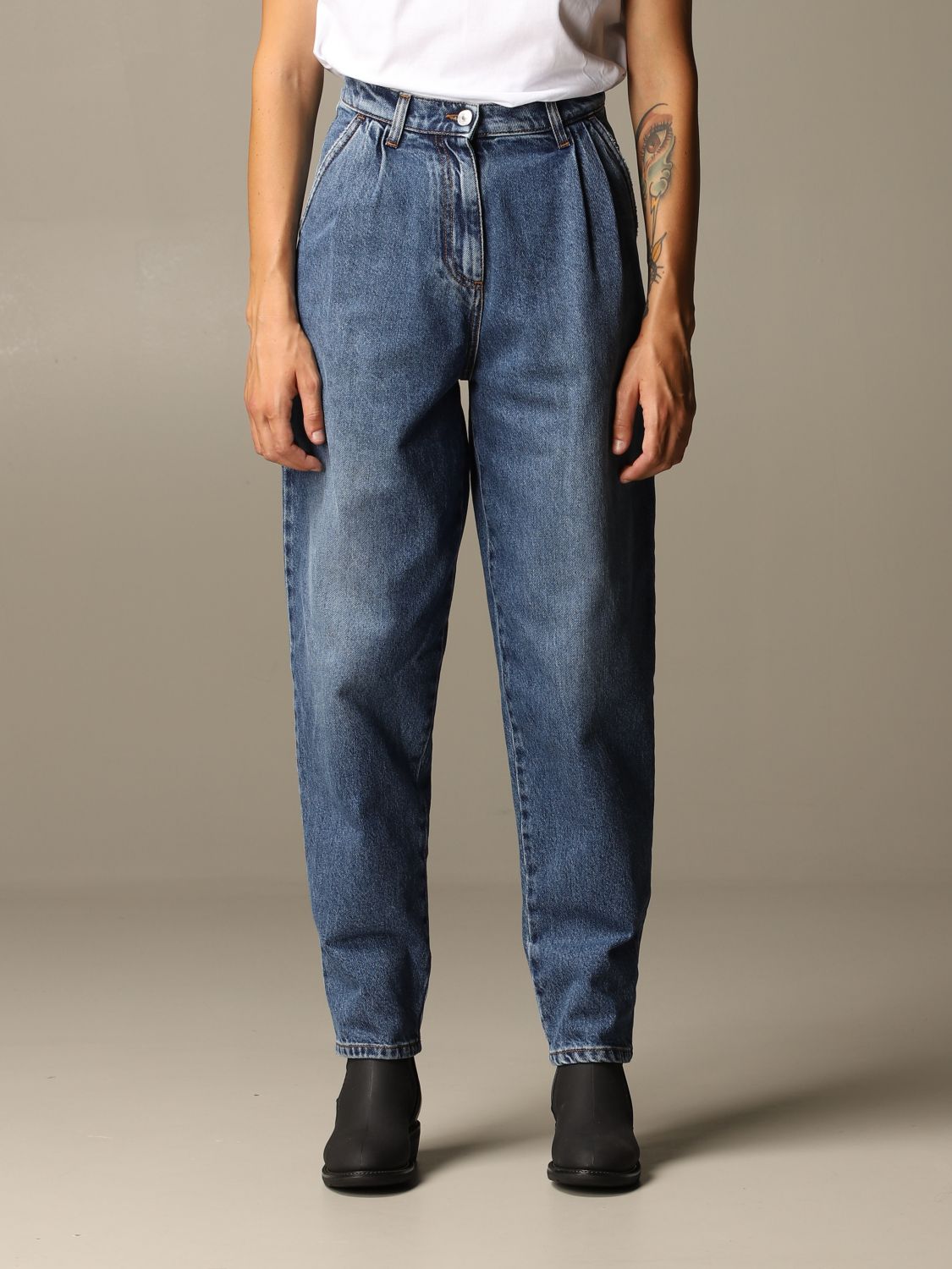 Msgm jeans in used denim with high waist
