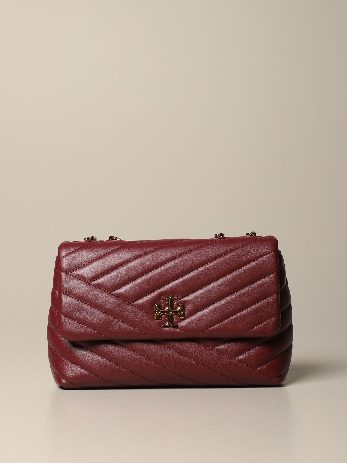 TORY BURCH: Kira bag in quilted leather - Burgundy | Tory Burch ...