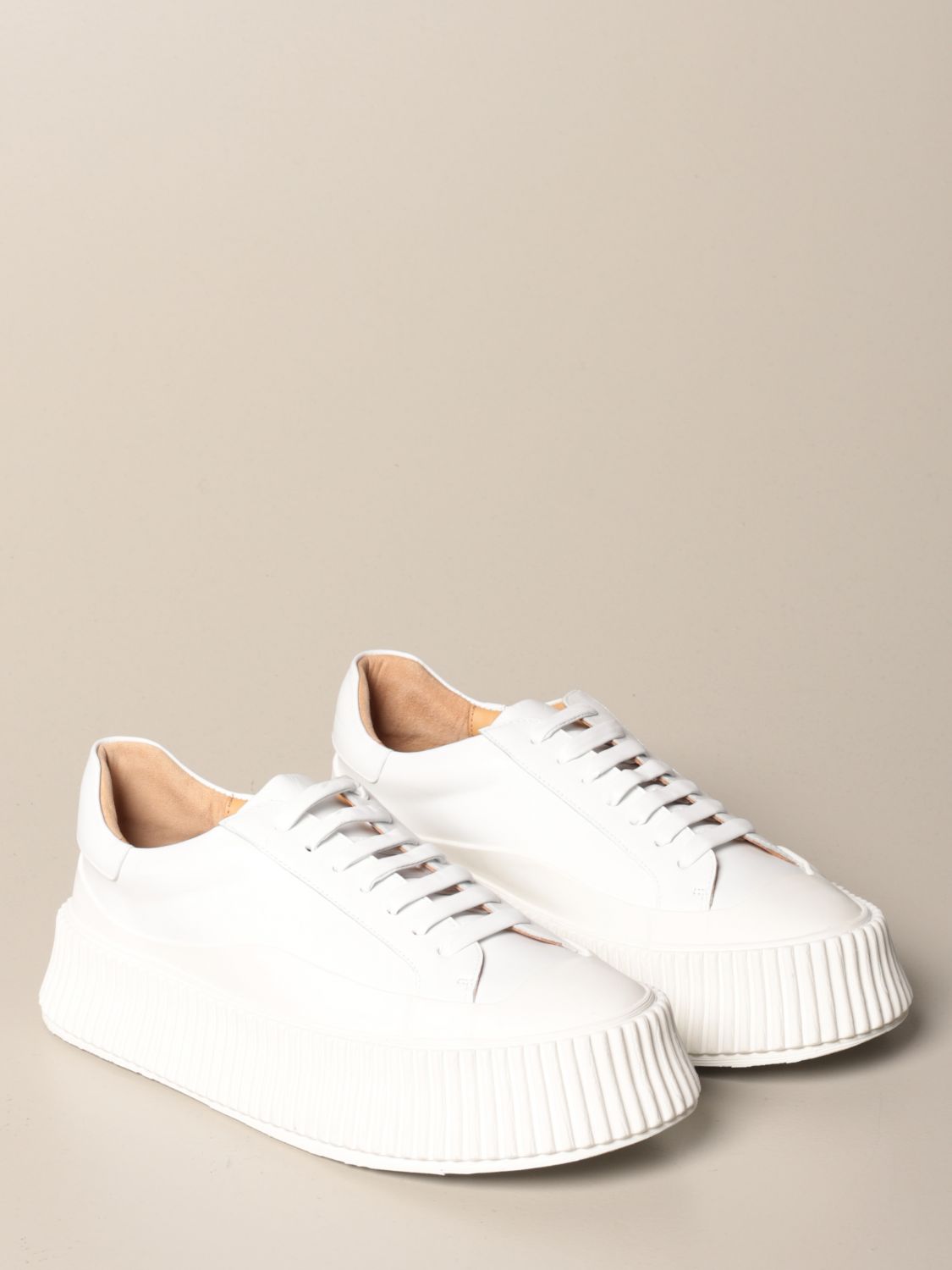JIL SANDER: sneakers in leather - White | Jil Sander sneakers 