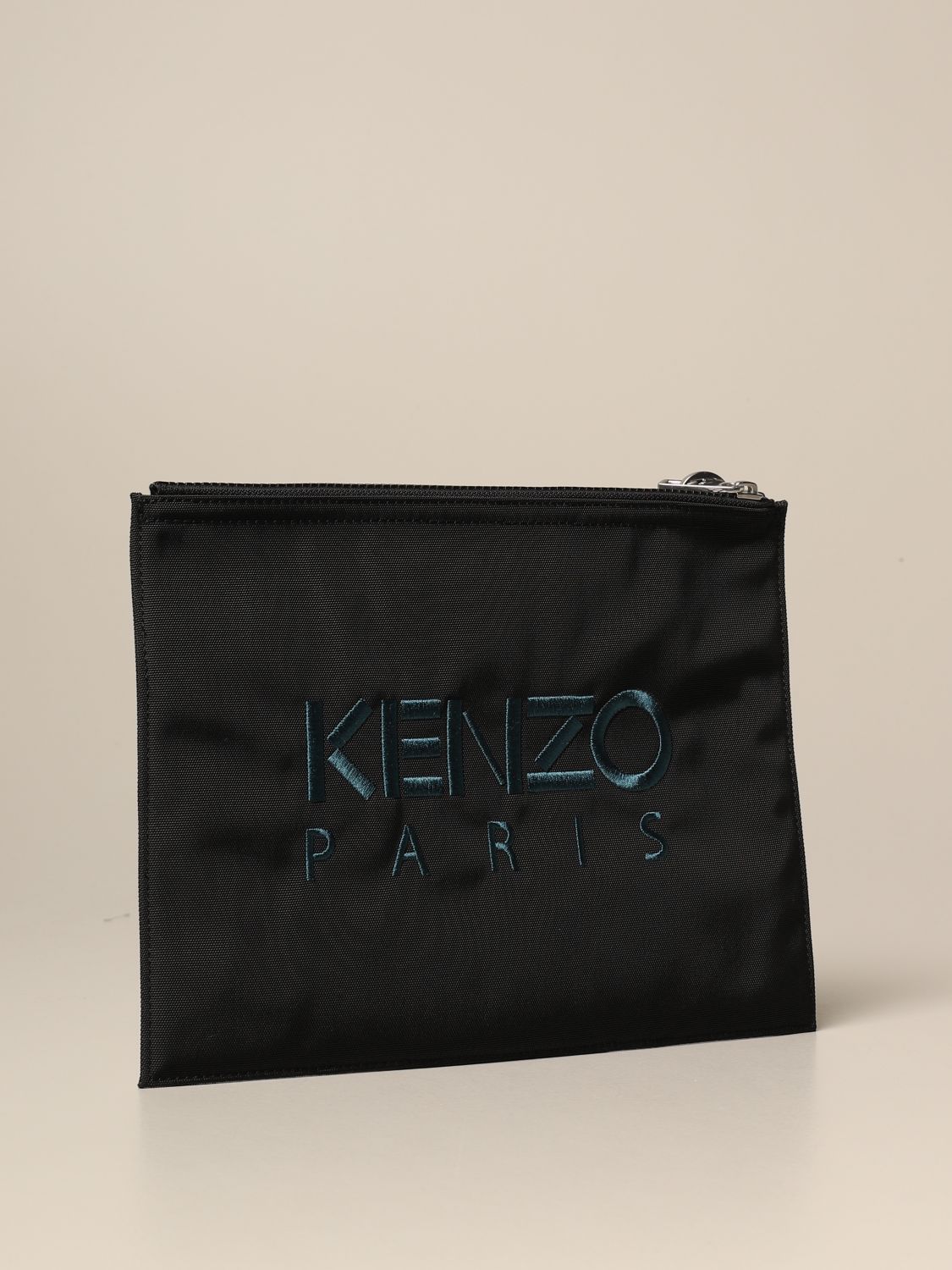 KENZO: Kampus Canvas clutch bag with embroidered Tiger Paris logo ...