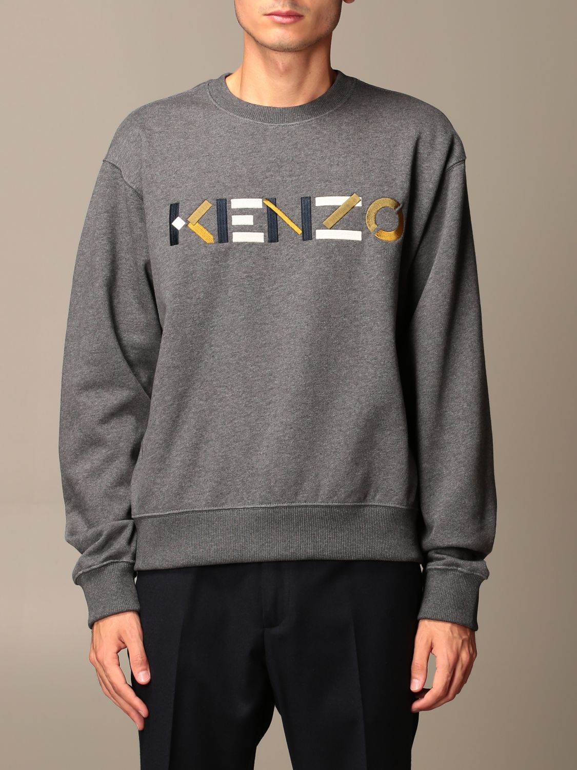 Kenzo cotton sweatshirt with color block Kenzo logo