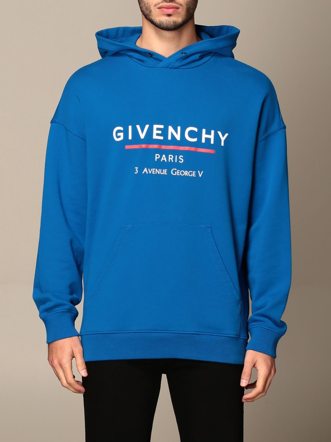 GIVENCHY: sweatshirt with hood and logo - Blue | Sweatshirt Givenchy ...