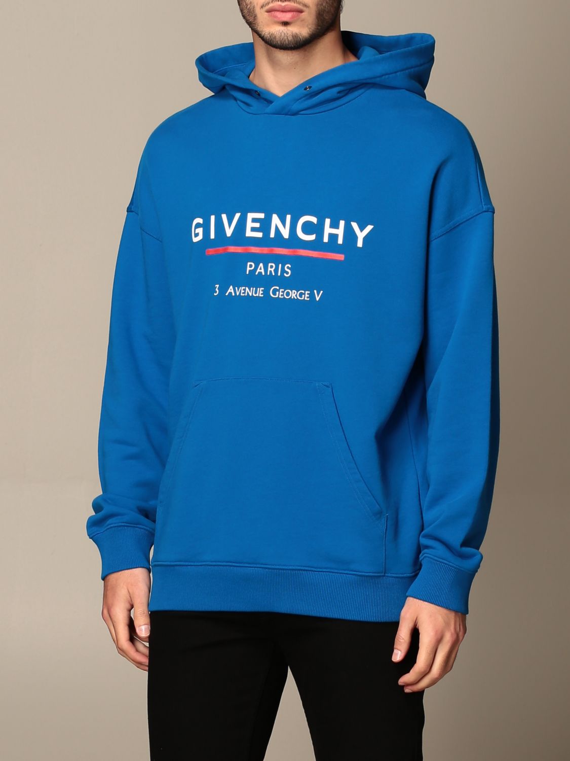 GIVENCHY: sweatshirt with hood and logo - Blue | Sweatshirt Givenchy ...