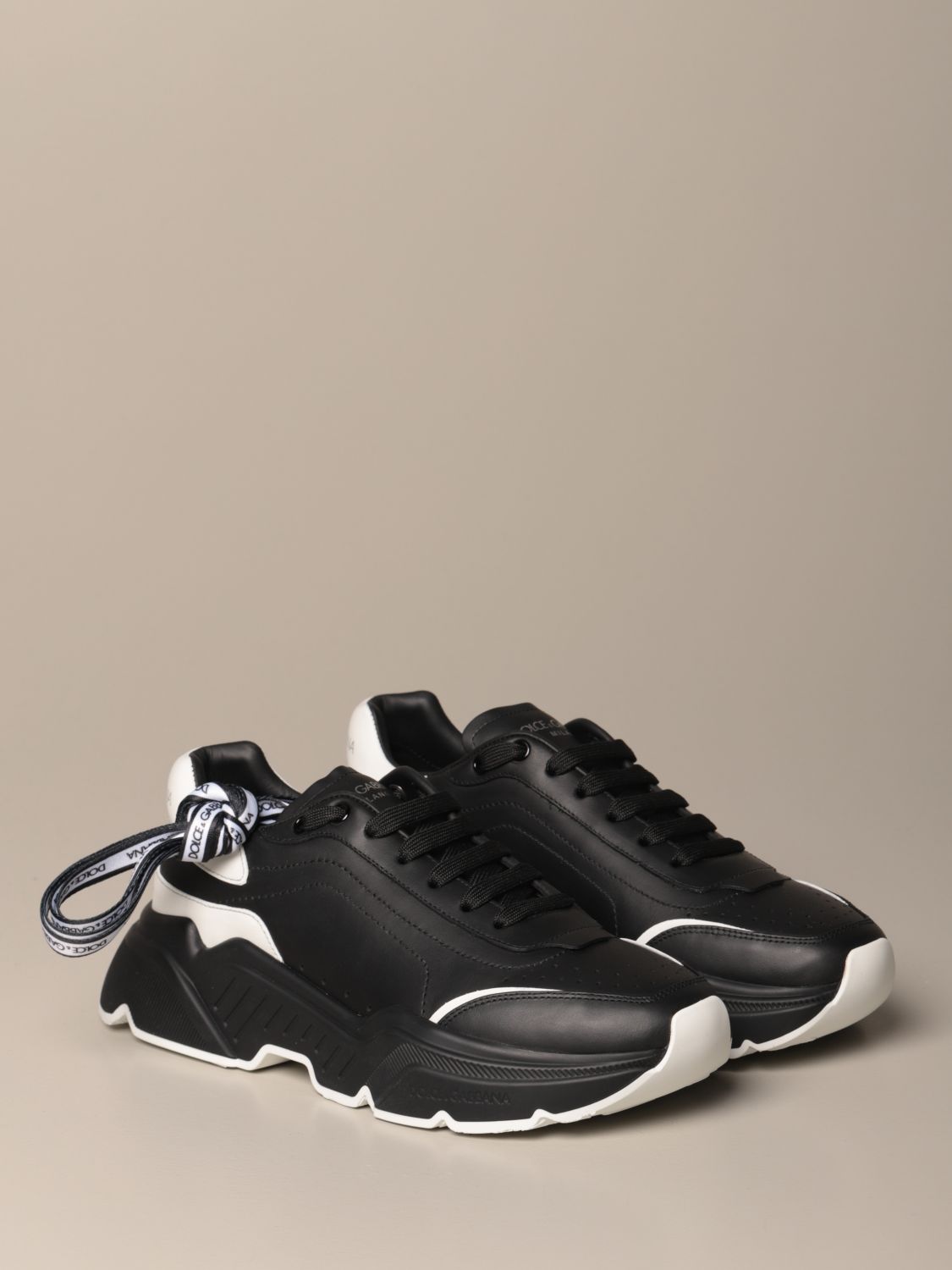 DOLCE & GABBANA: running sneakers in leather with logo | Sneakers Dolce