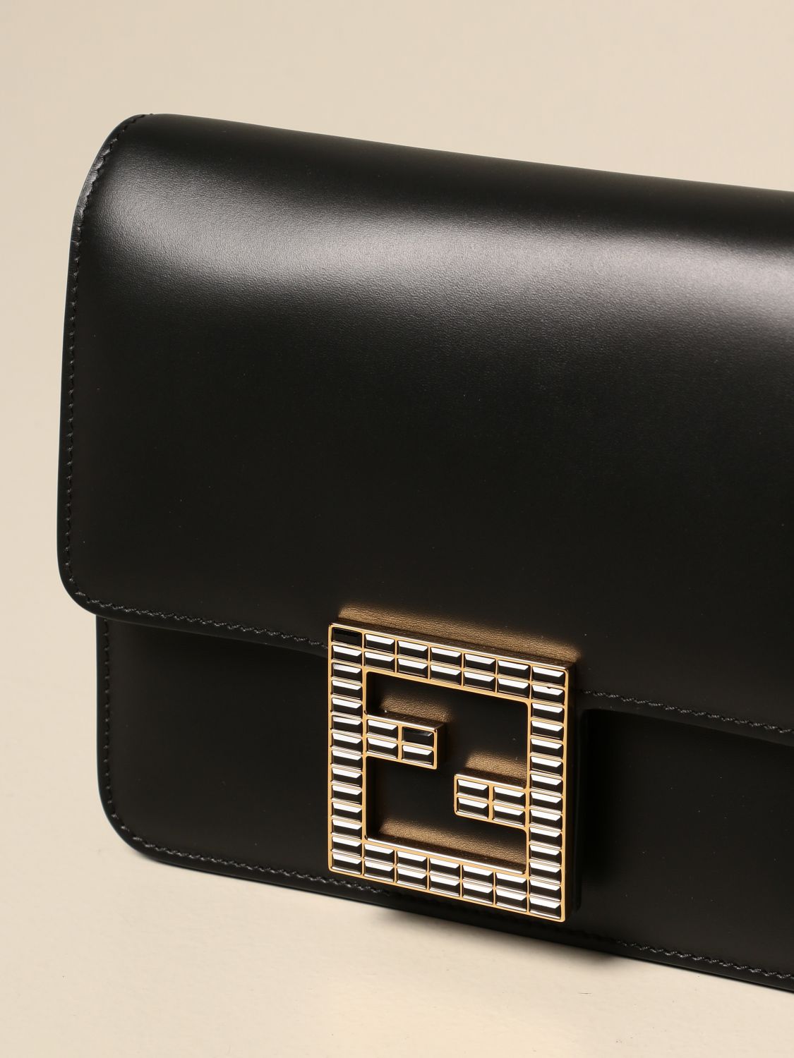 FENDI: Borsa a tracolla in pelle con logo - Nero | Borse A Tracolla Fendi  8BT326 AAIW GIGLIO.COM