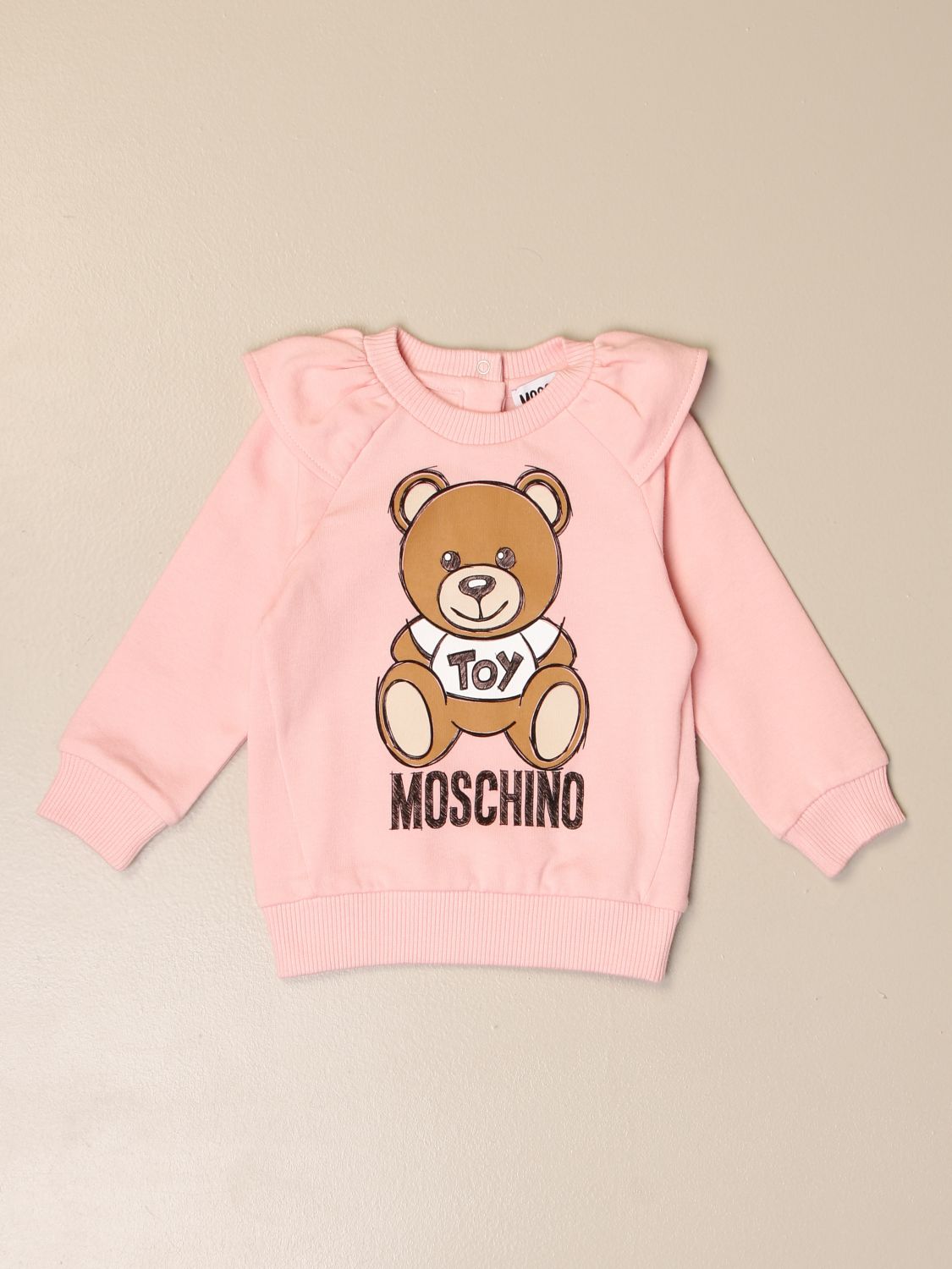 MOSCHINO BABY: sweatshirt with Teddy Toy logo - Pink | Sweater Moschino ...
