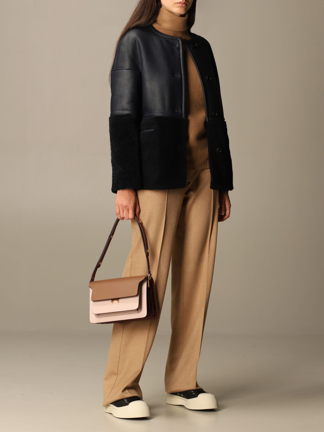 Marni Tricolor Leather Medium Trunk Bag