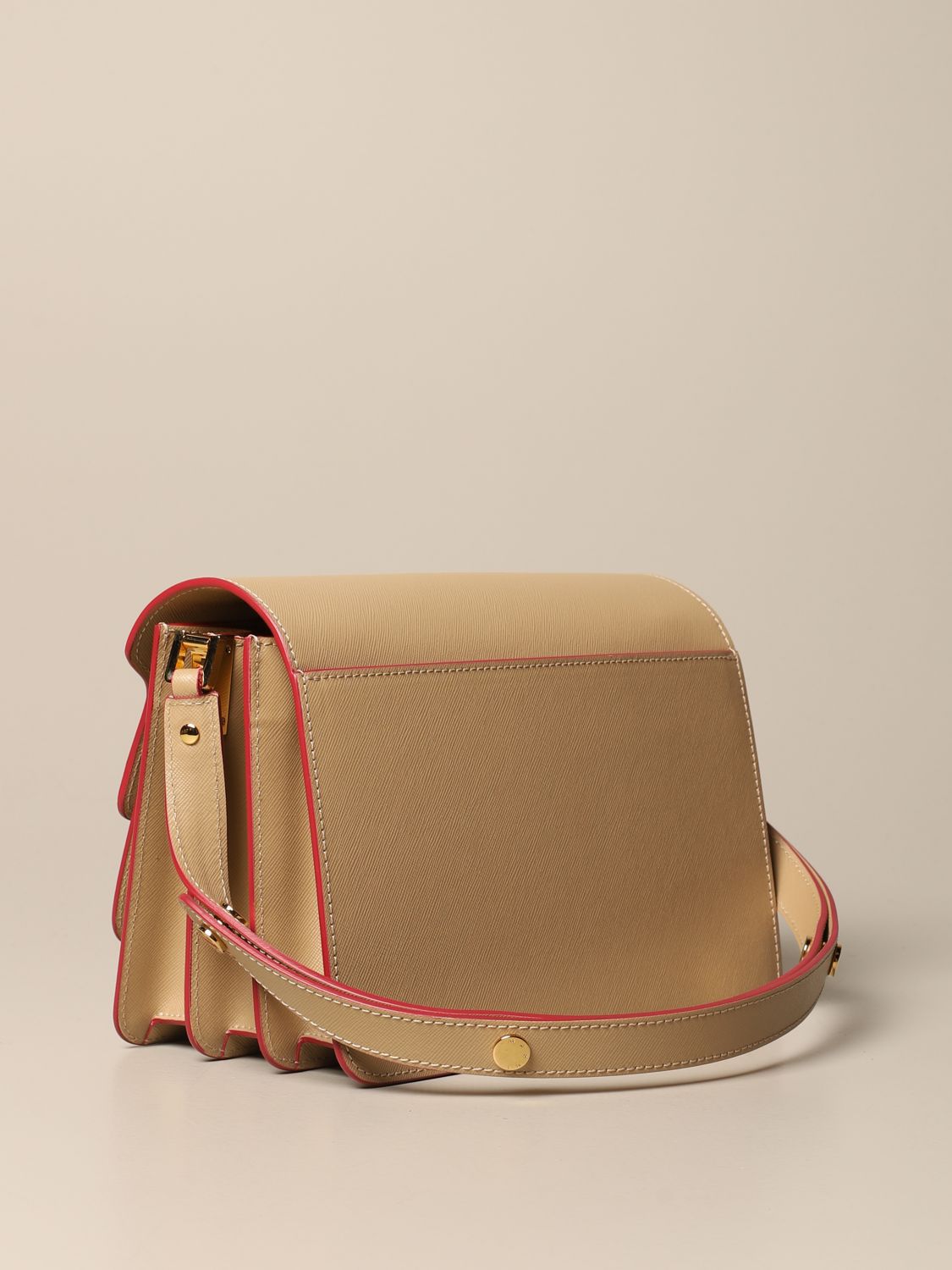 MARNI: Trunk saffiano leather bag - Camel  Marni crossbody bags  SBMPN09N01LV520 online at