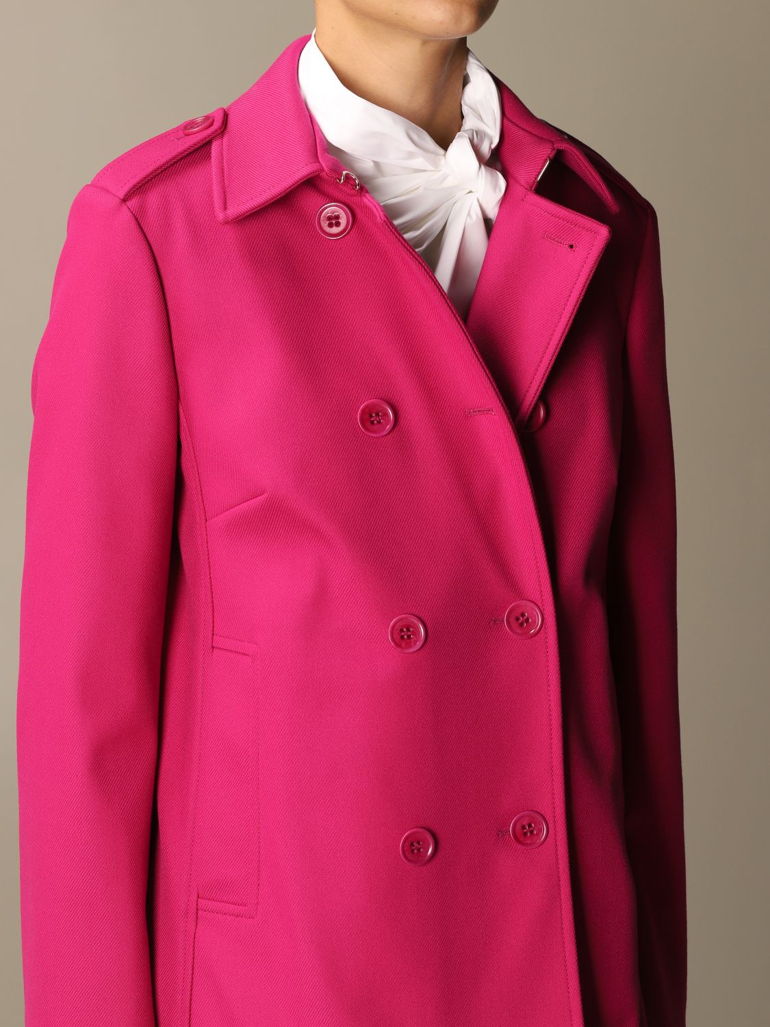 Red Valentino Outlet: double-breasted coat | Coat Valentino Pink | Coat Red Valentino UR3CAB951Y1 GIGLIO.COM