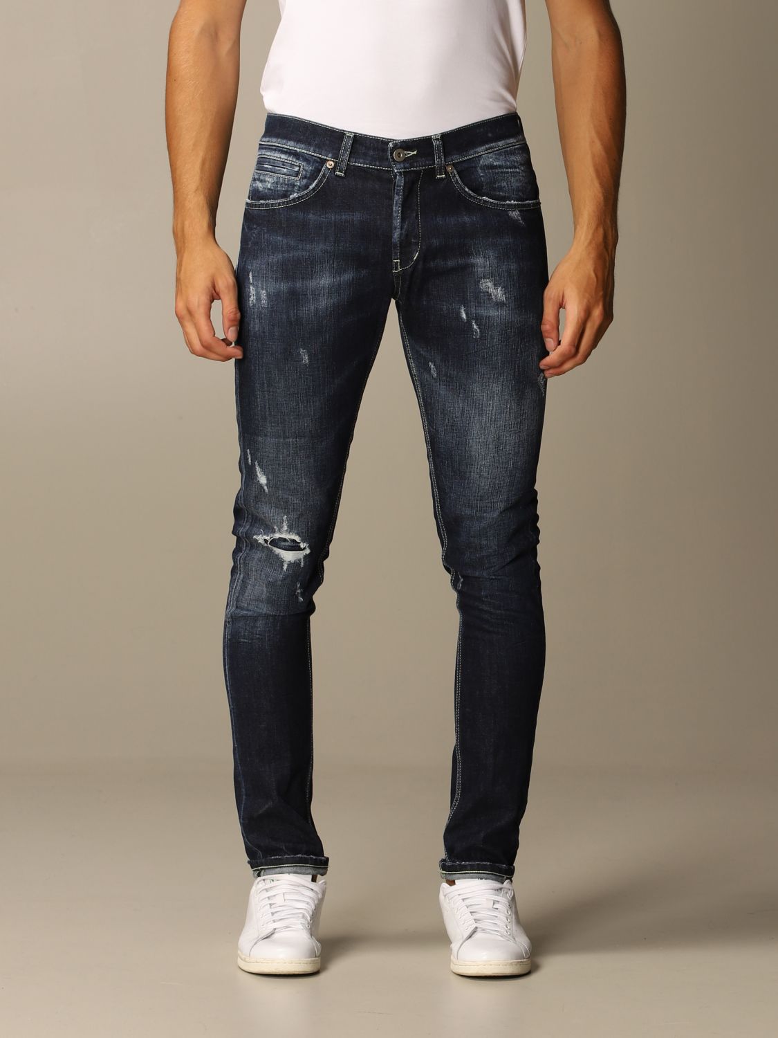 DONDUP: jeans in used denim tears - | Dondup jeans UP232 DS0257U AN6 online on GIGLIO.COM