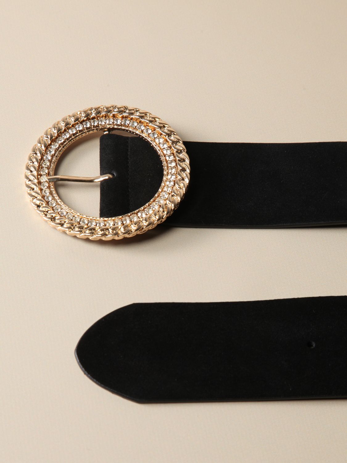 PINKO: belt in suede with rhinestone buckle - Black | Belt Pinko 1H20TC