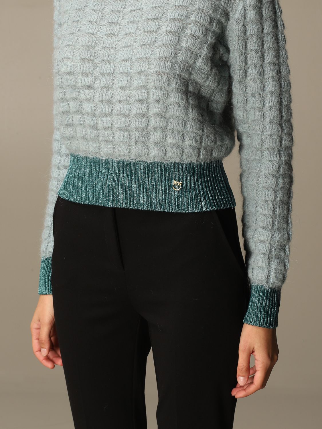 Pinko cropped pullover in textured knit
